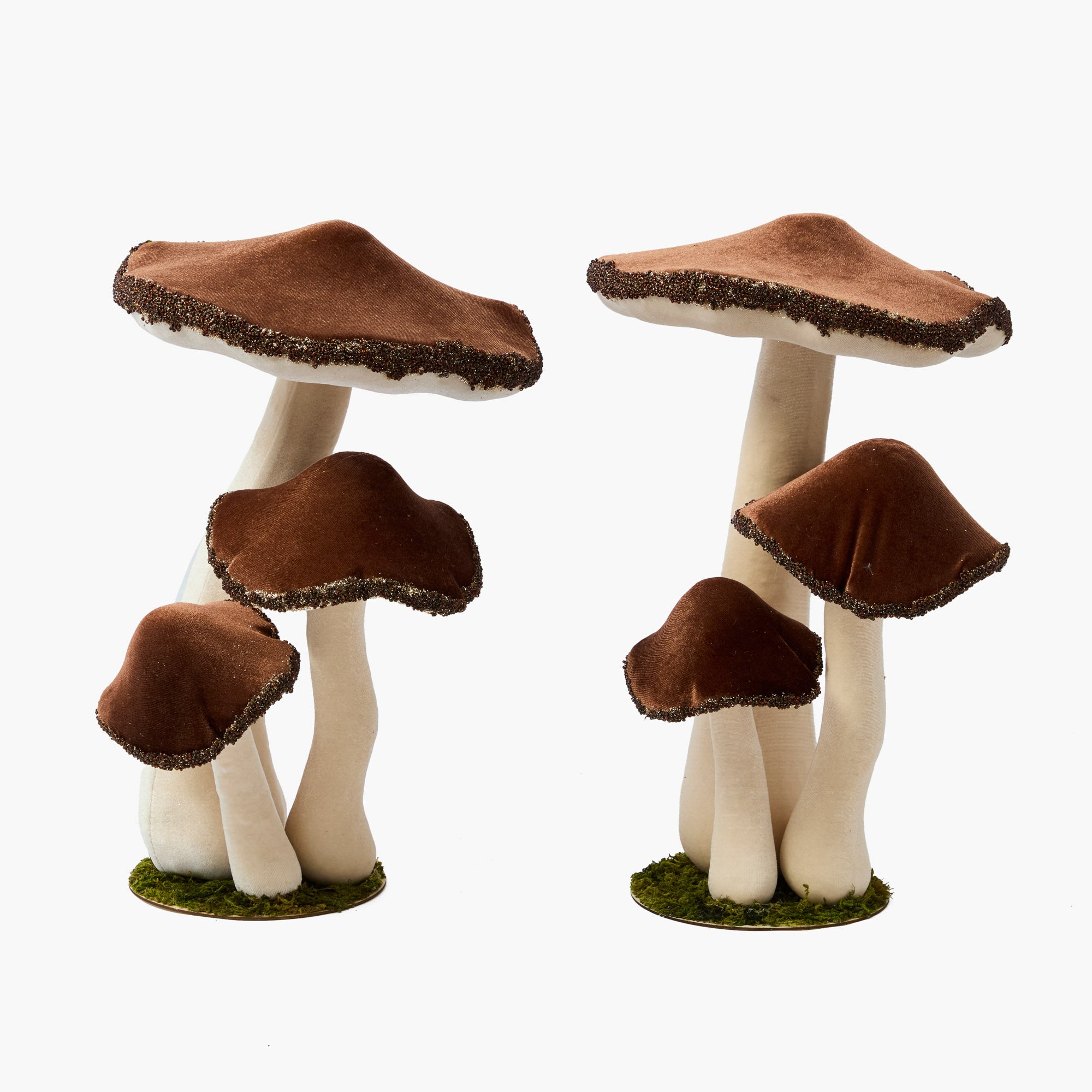 Large Chocolate Beaded Velvet Mushroom (Pair)