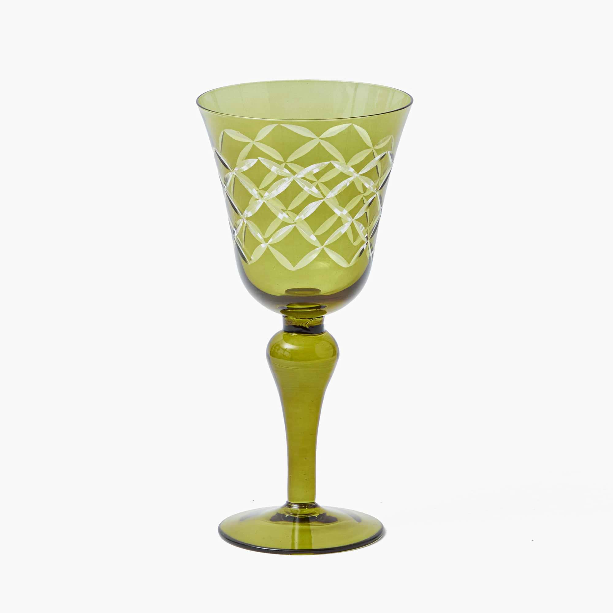 Olive Engraved Wine Glasses (Set of 4)