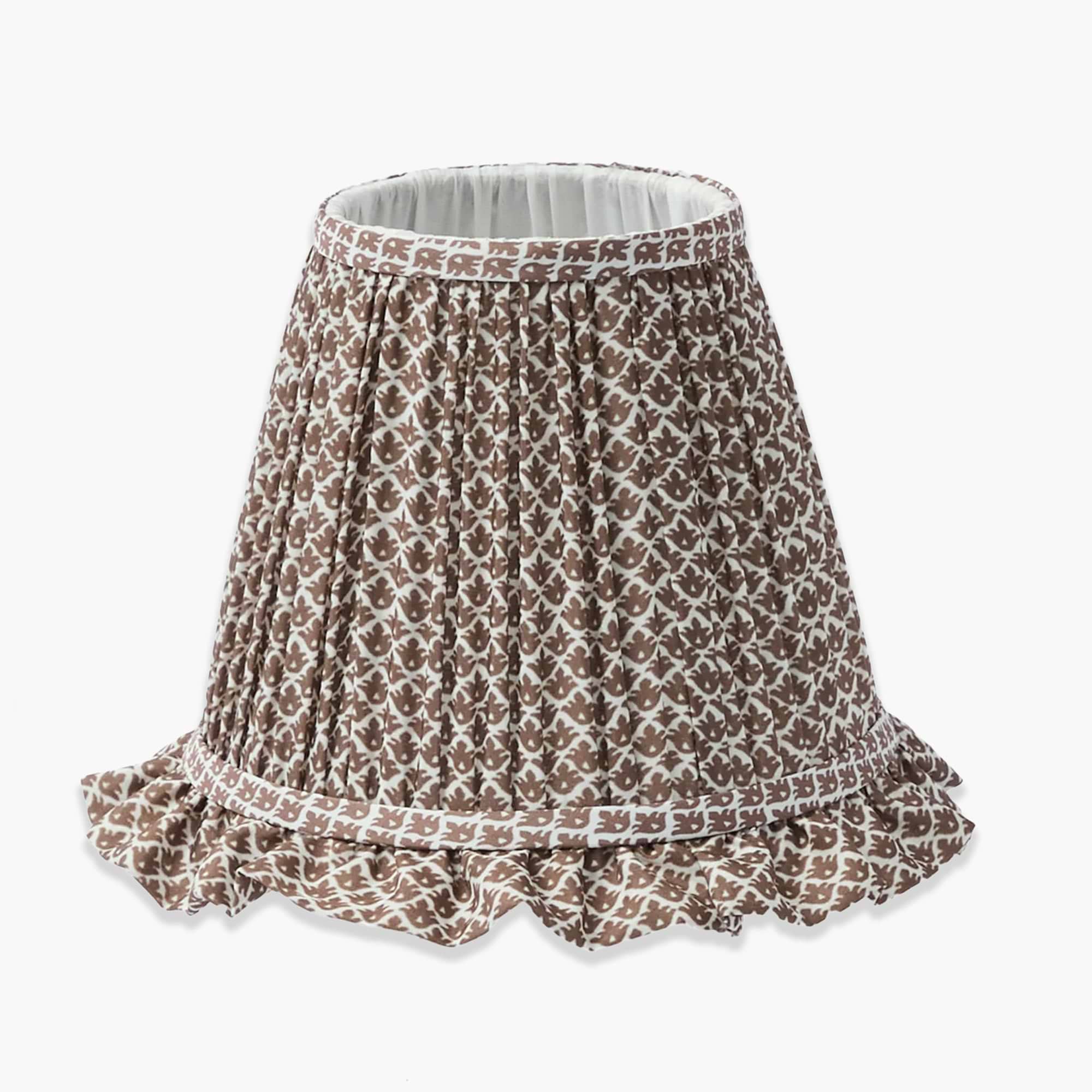 Burnt Bamboo Rechargeable Lamp with Chocolate Lotus Ruffle Shade (18cm)
