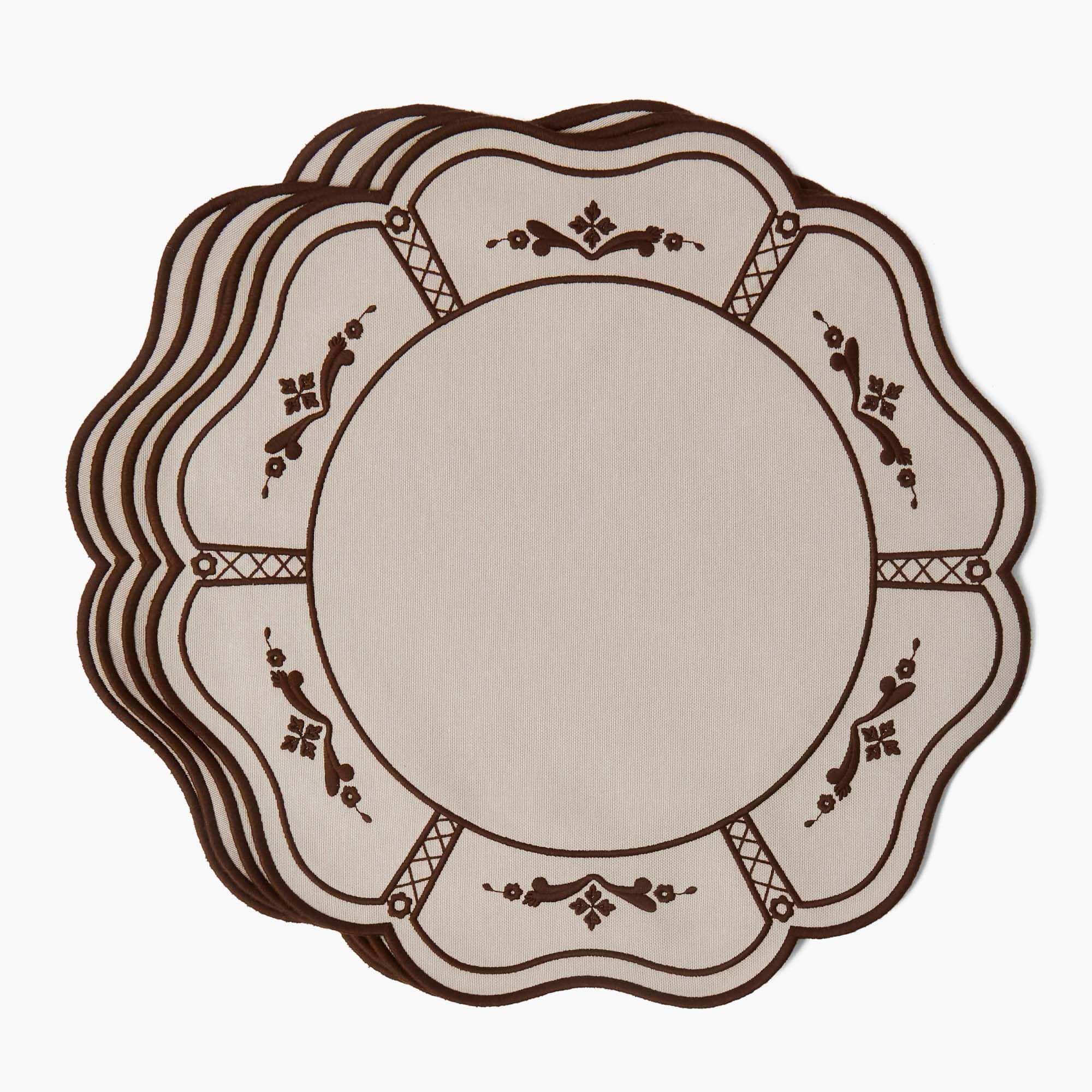Taupe & Chocolate Doris Placemats (Set of 4)