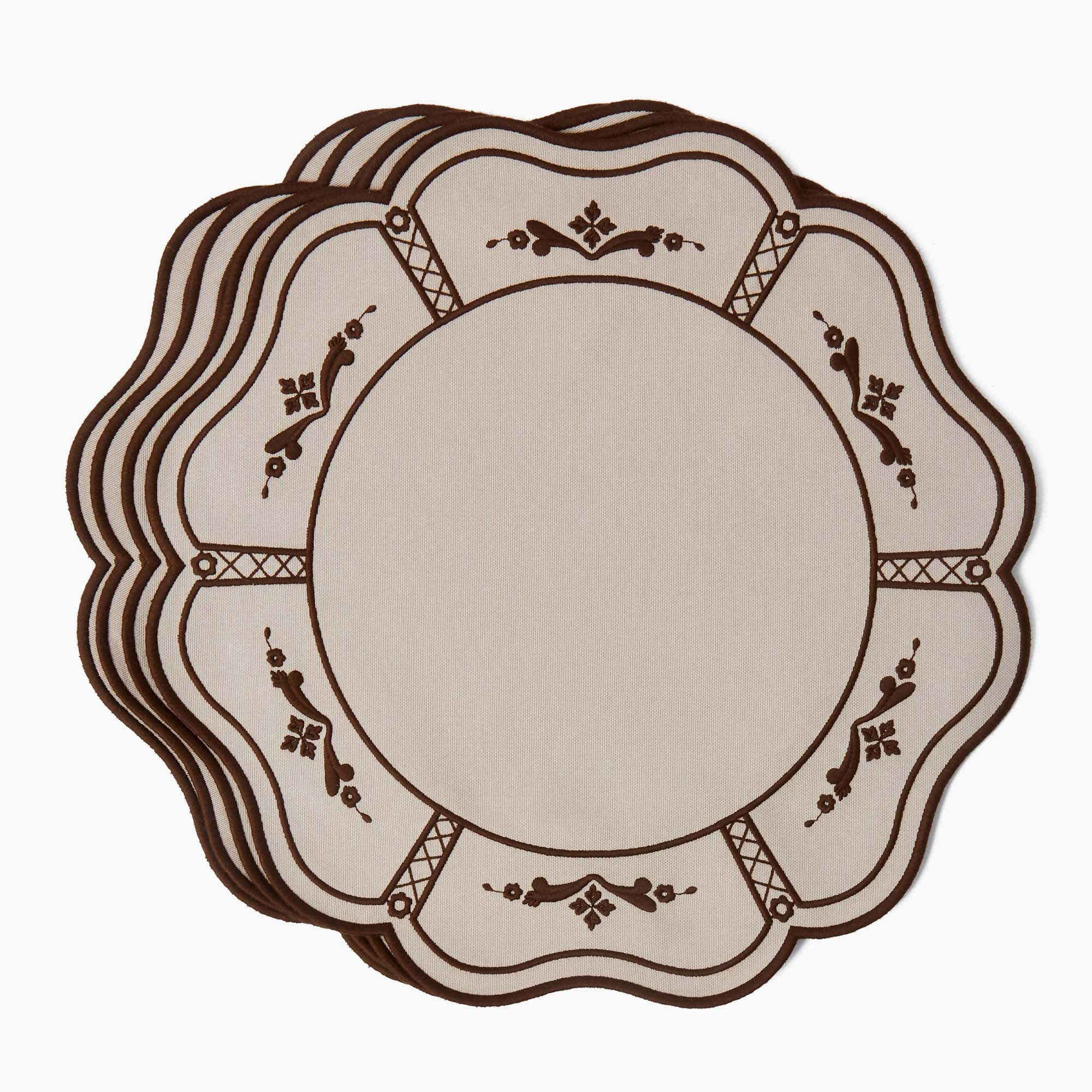 Taupe & Chocolate Doris Placemats (Set of 4)