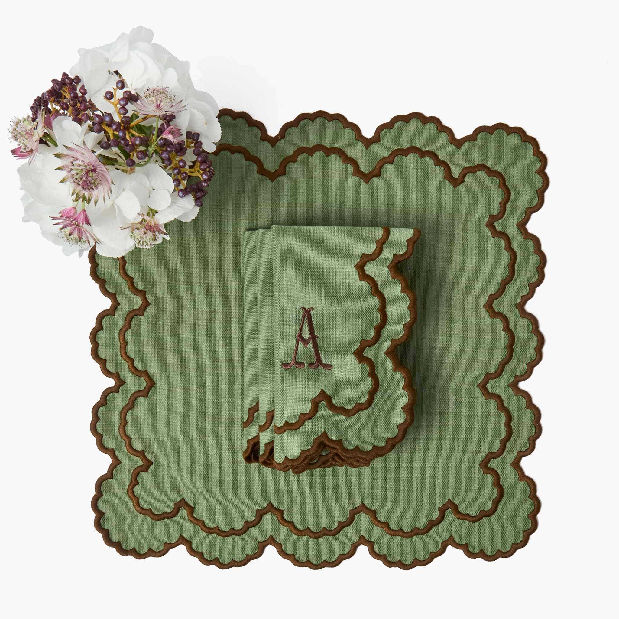 Green & Brown Charlotte Napkins (Set of 4)