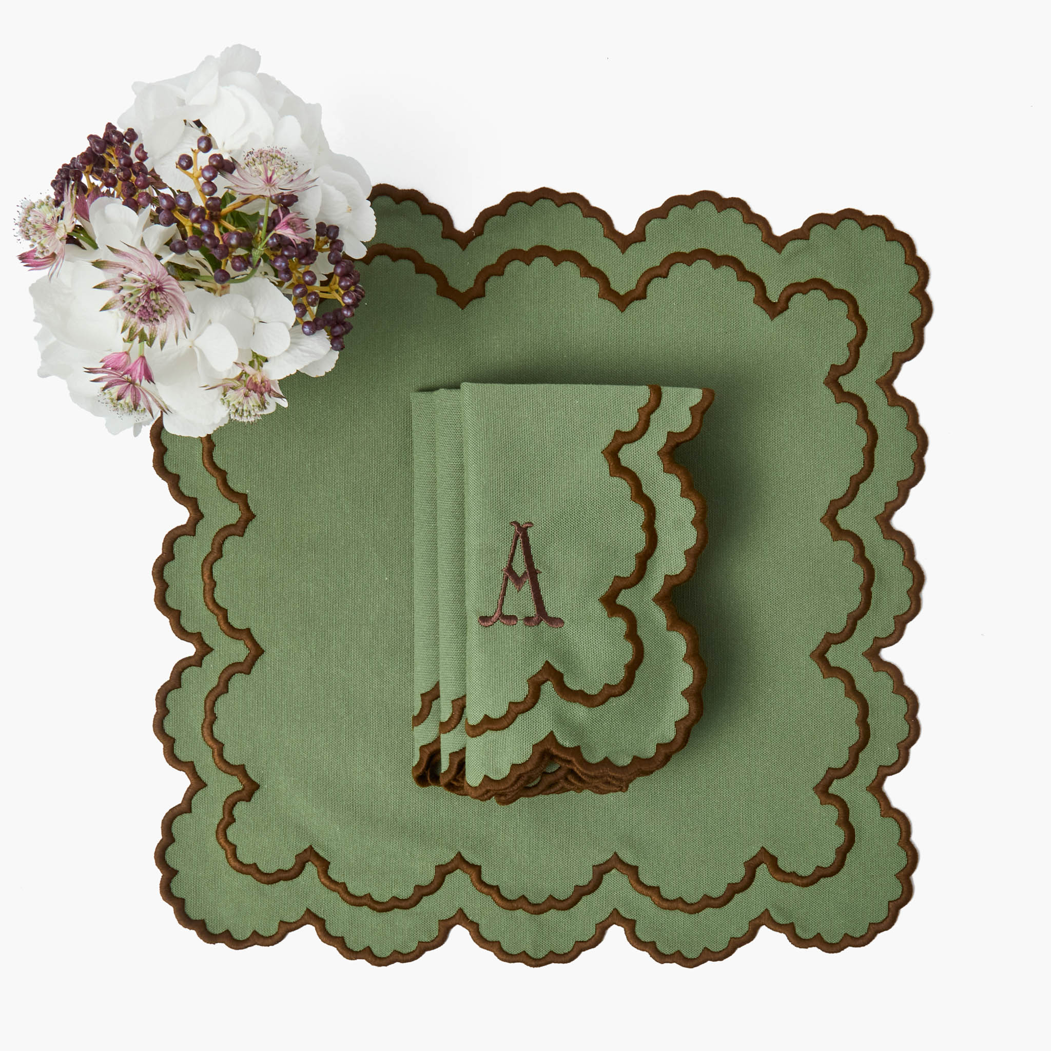 Green & Brown Charlotte Napkins (Set of 4)