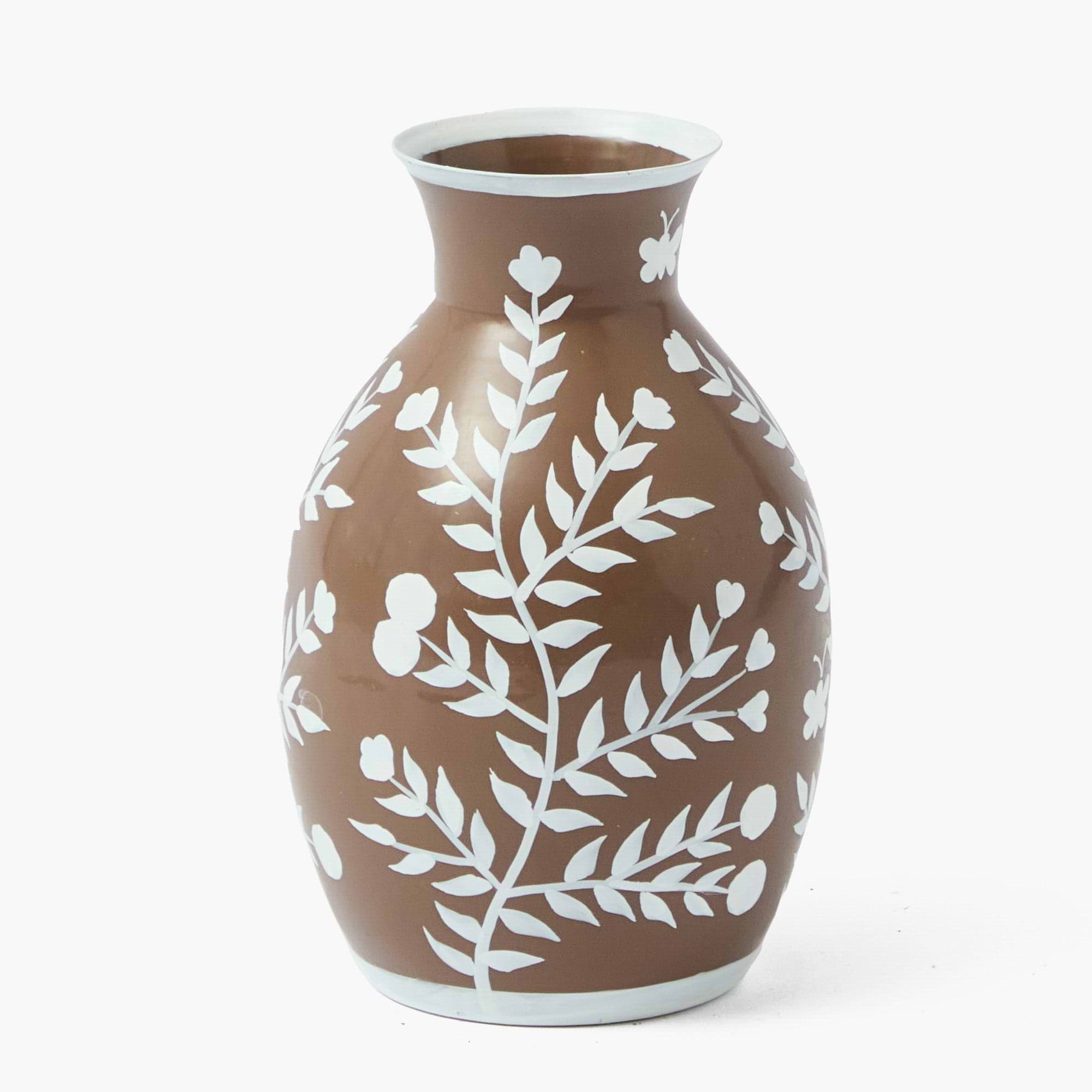 Chocolate Hand Painted Tole Bud Vases (Set of 3)