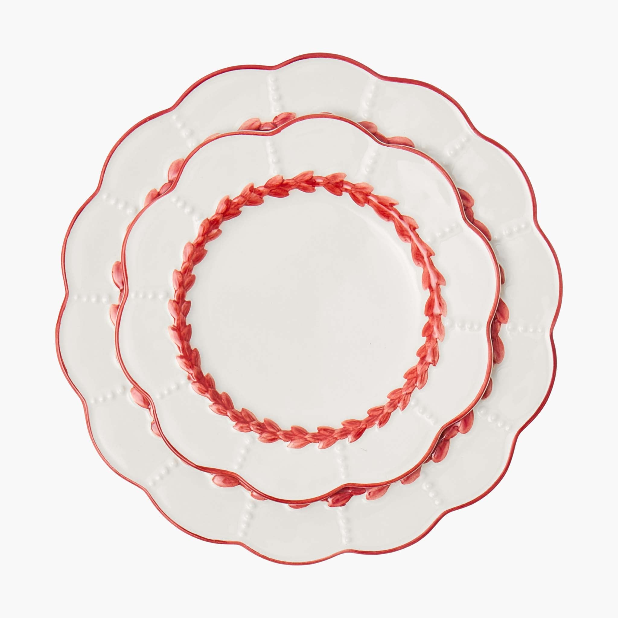 Red Laurel Dinner & Starter Plates (Set of 8)