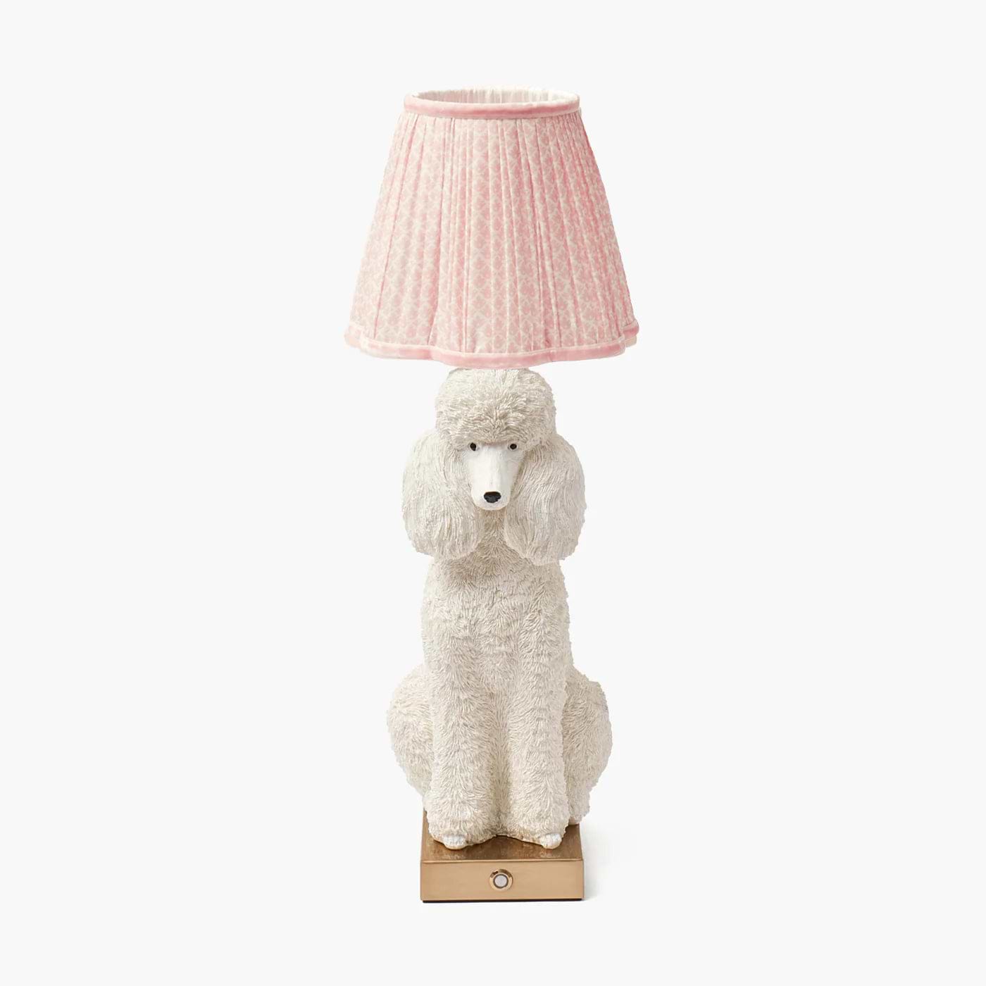 Fifi Poodle Rechargeable Lamp with Pink Lotus Shade (18cm)