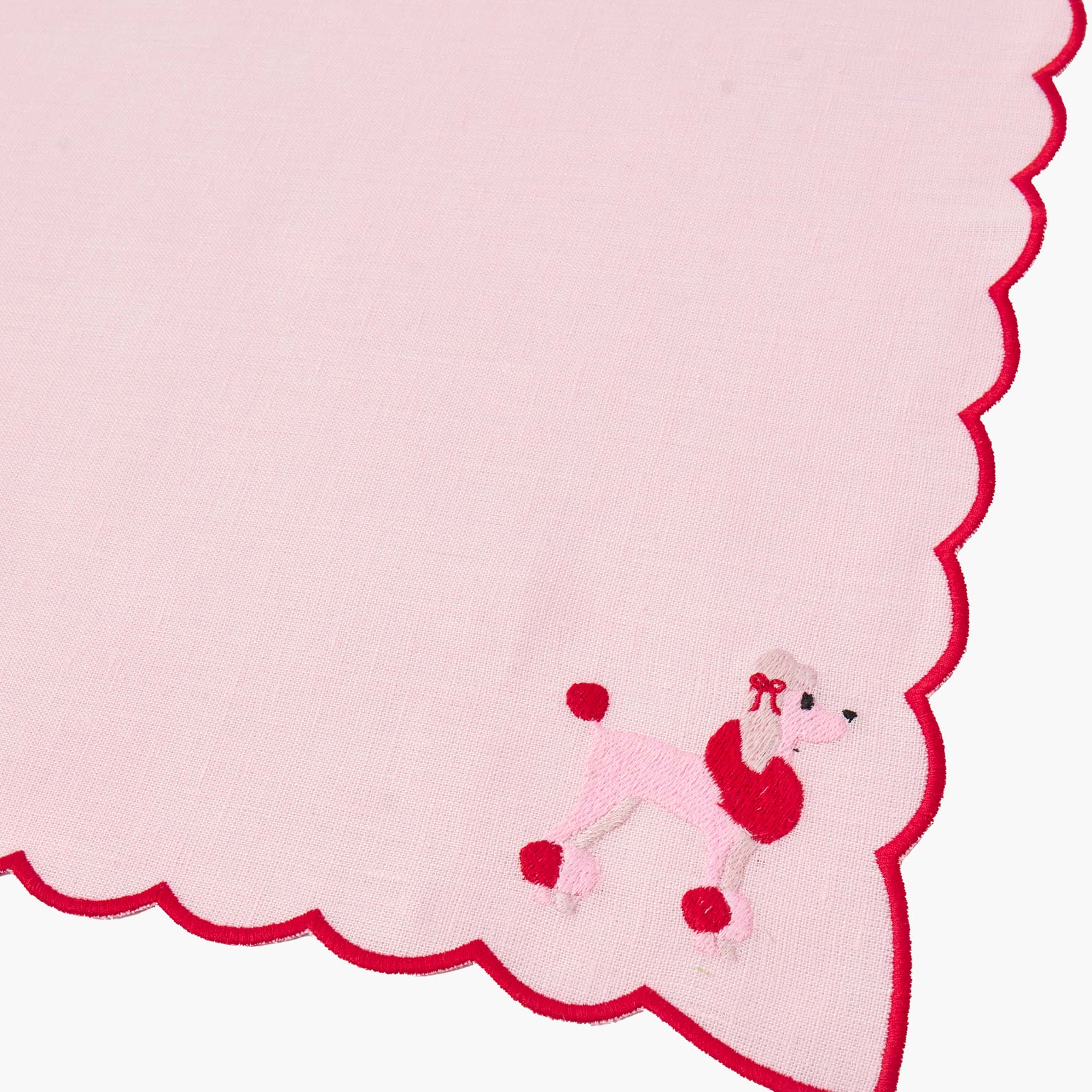 Pink & Red Eloise Linen Placemats & Fifi Poodle Napkins (Set of 4)