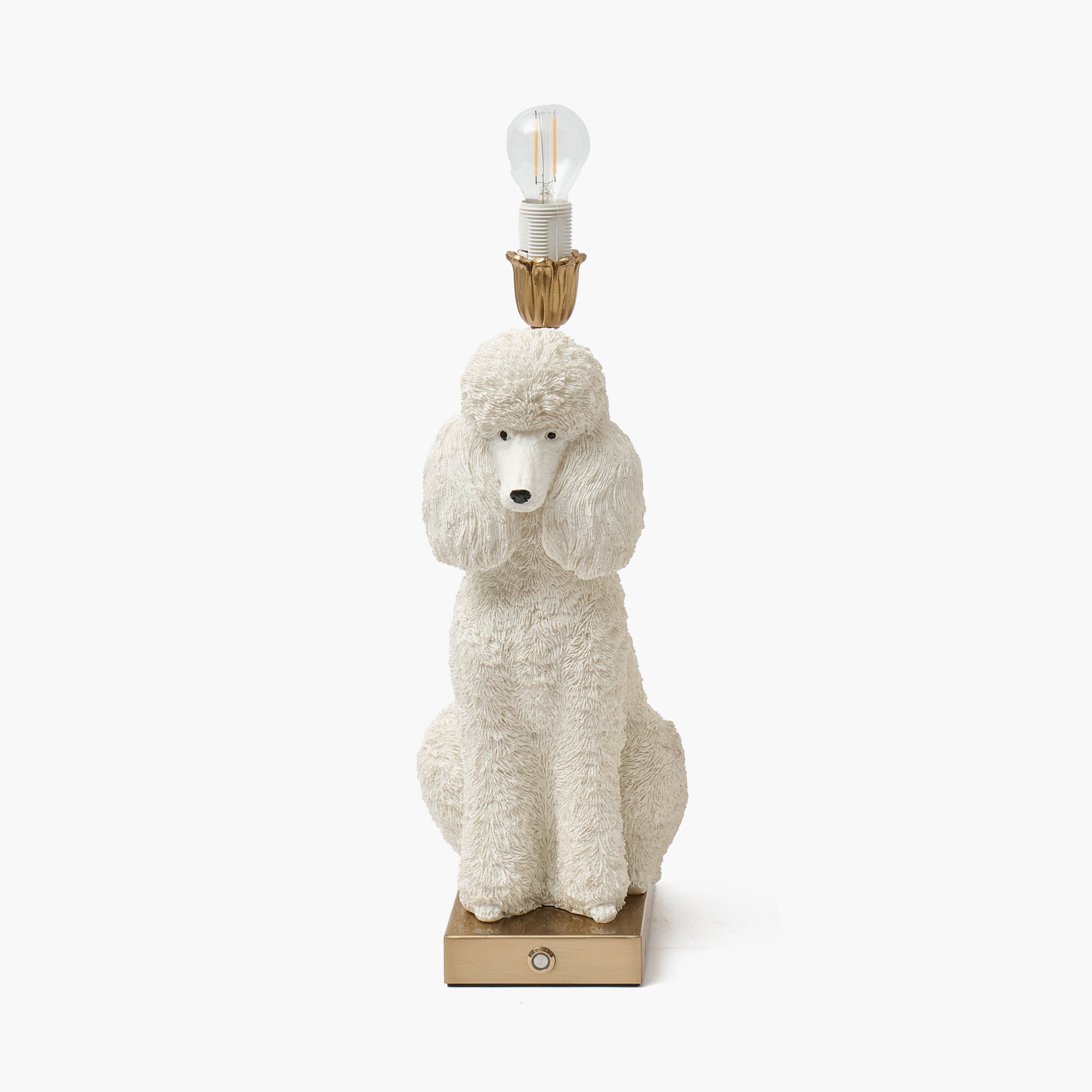 Fifi Poodle Rechargeable Lamp with Blue Striped Ruffle Shade (18cm)