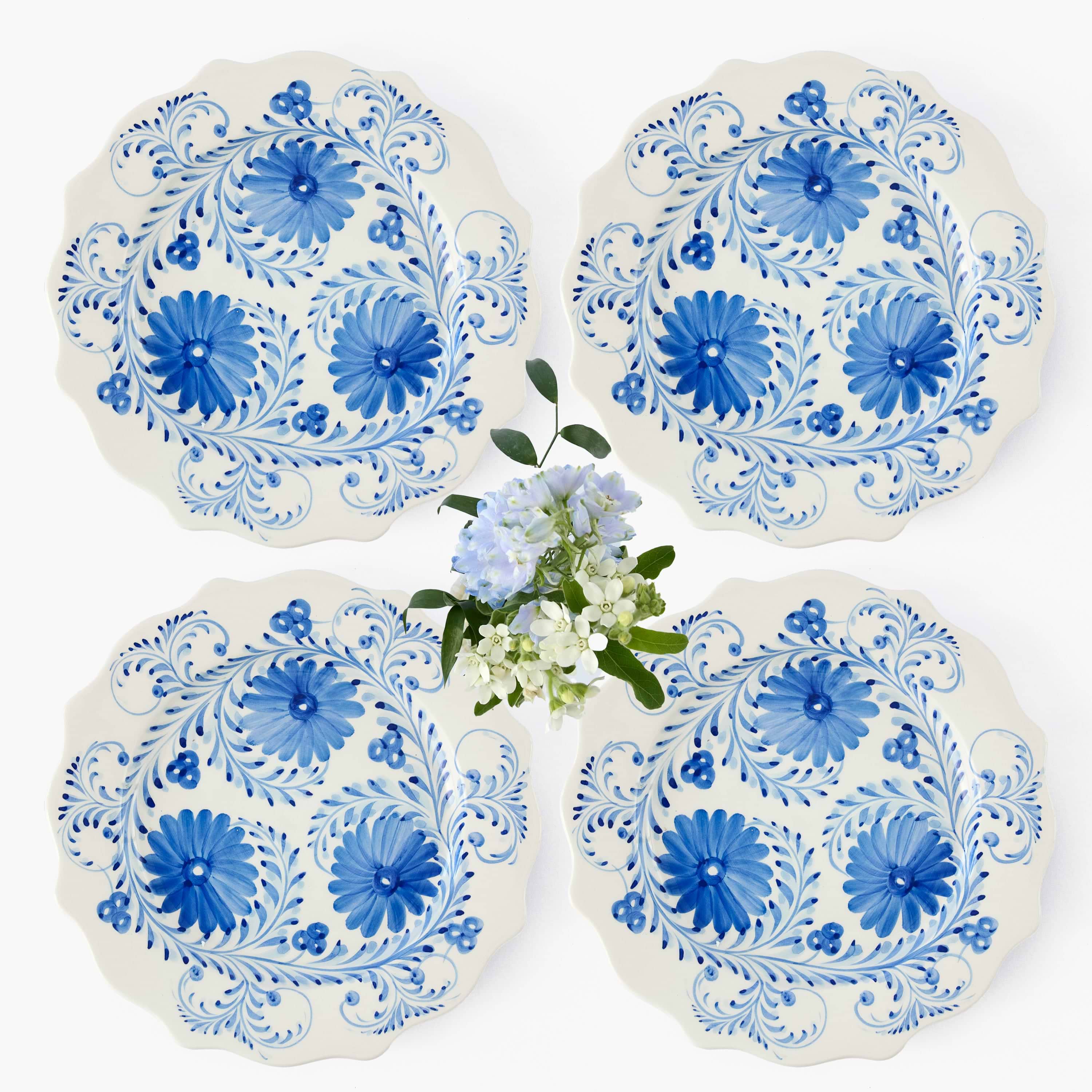 Blue Flowers Dinner Plates (Set of 4)