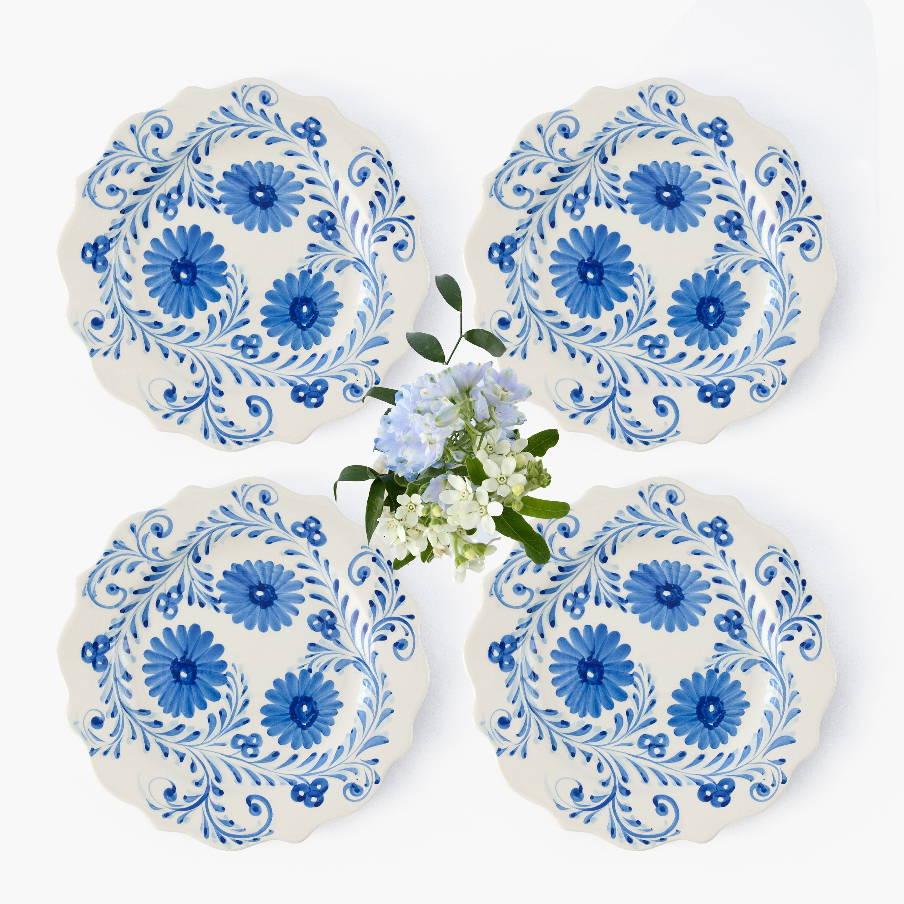Blue Flowers Starter Plates (Set of 4)