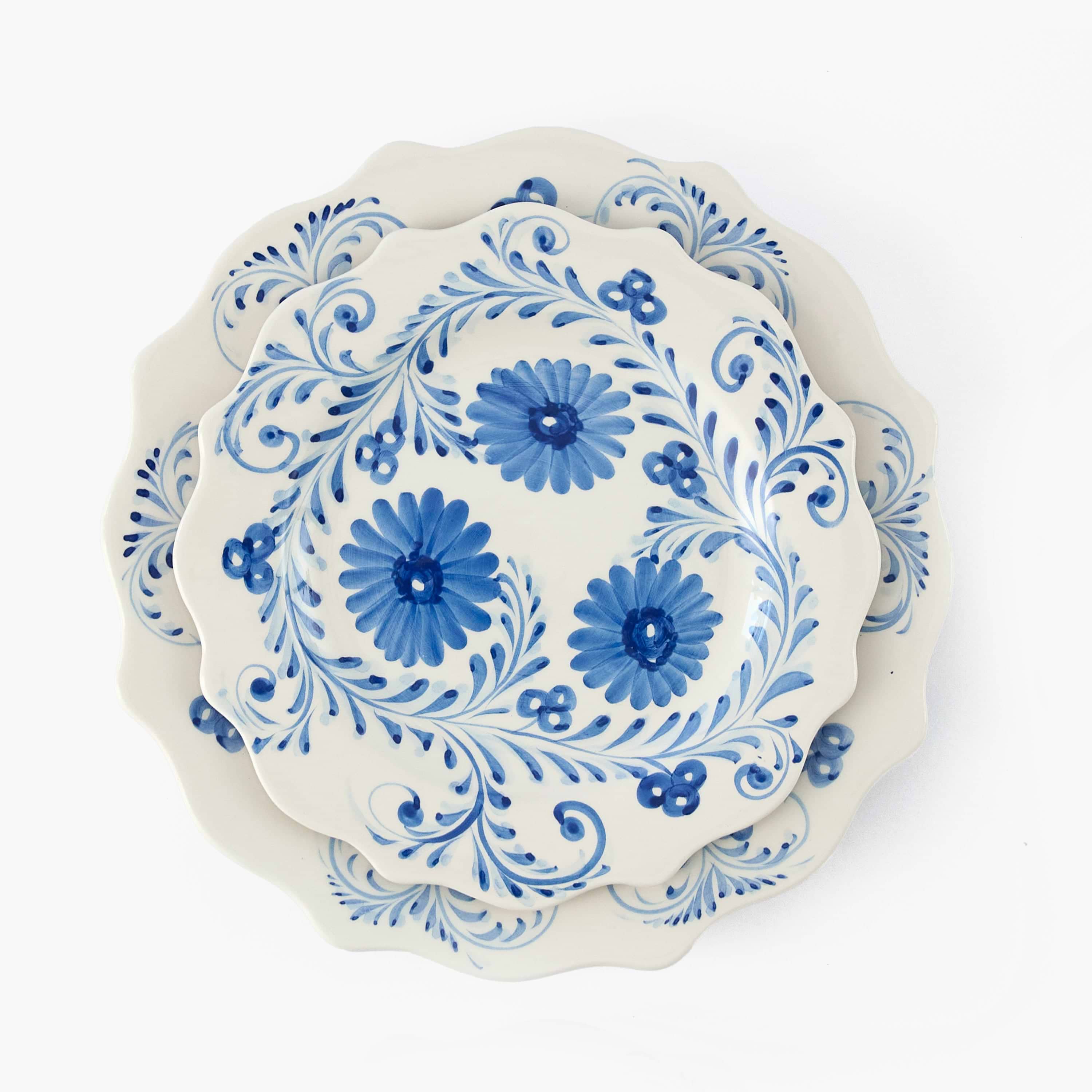 Blue Flowers Dinner & Starter Plates (Set of 8)