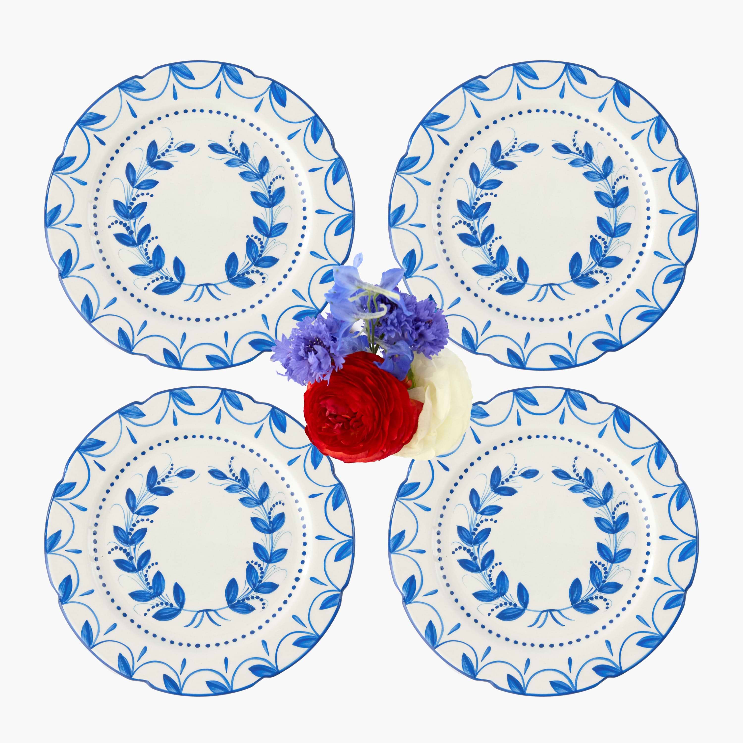 Elizabeth Blue Garland Starter Plates (Set of 4)