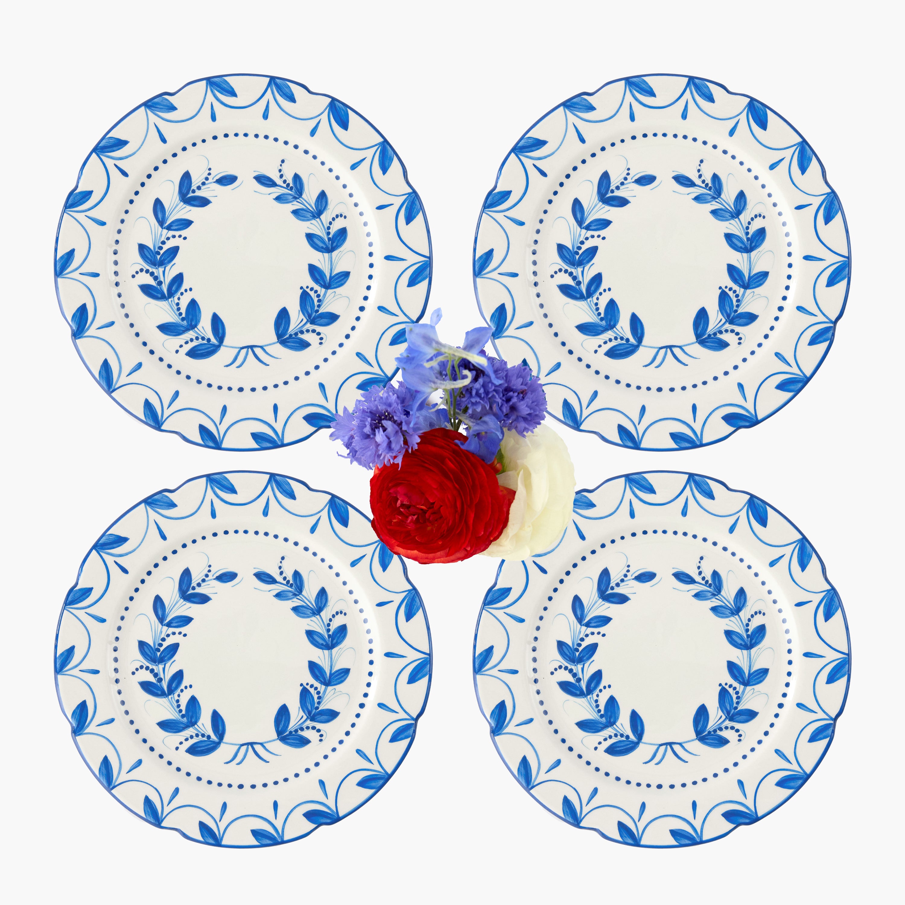 Elizabeth Blue Garland Starter Plates (Set of 4)