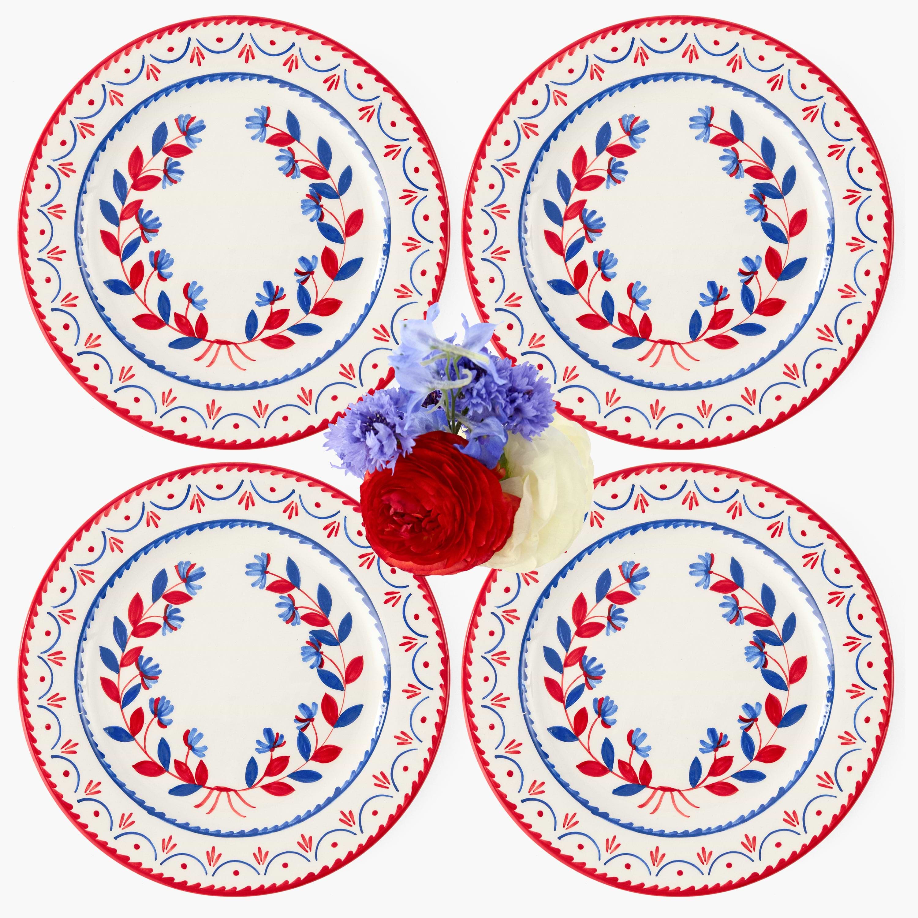 Blue & Red Josephine Dinner Plate (Set of 4)