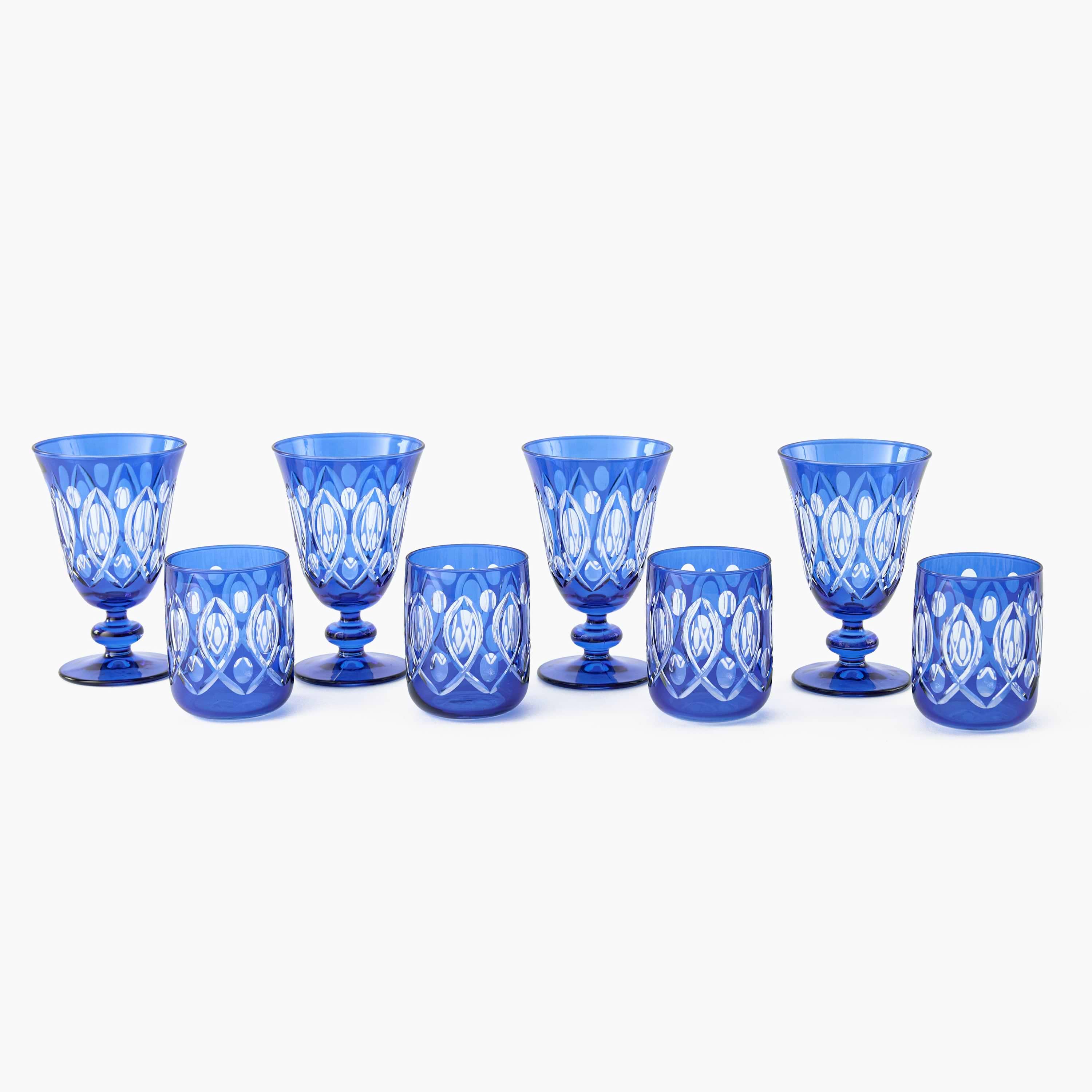 Cobalt Carolyn Engraved Wine Glasses (Set of 4)