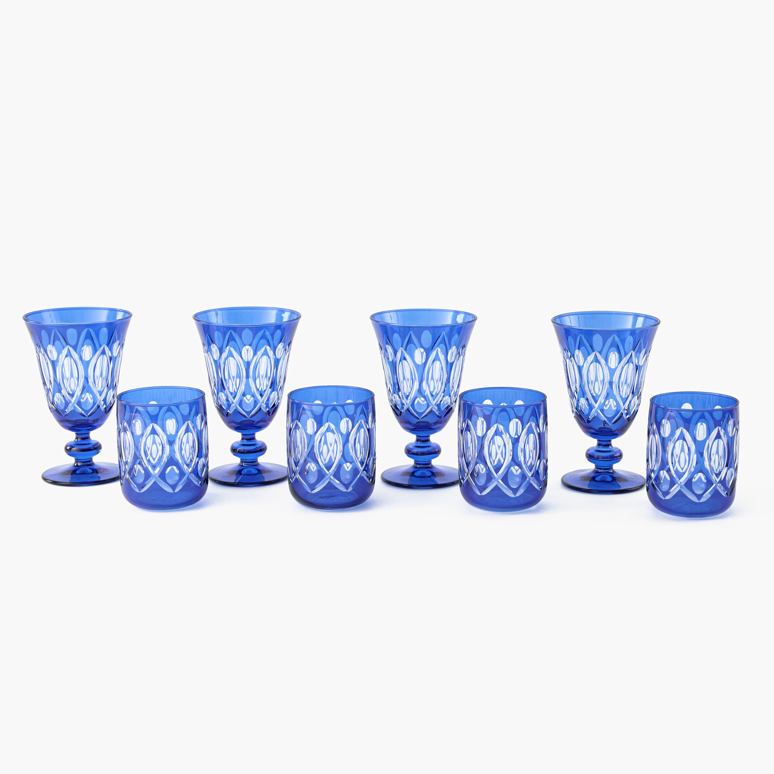 Cobalt Carolyn Engraved Glassware (Set of 8)
