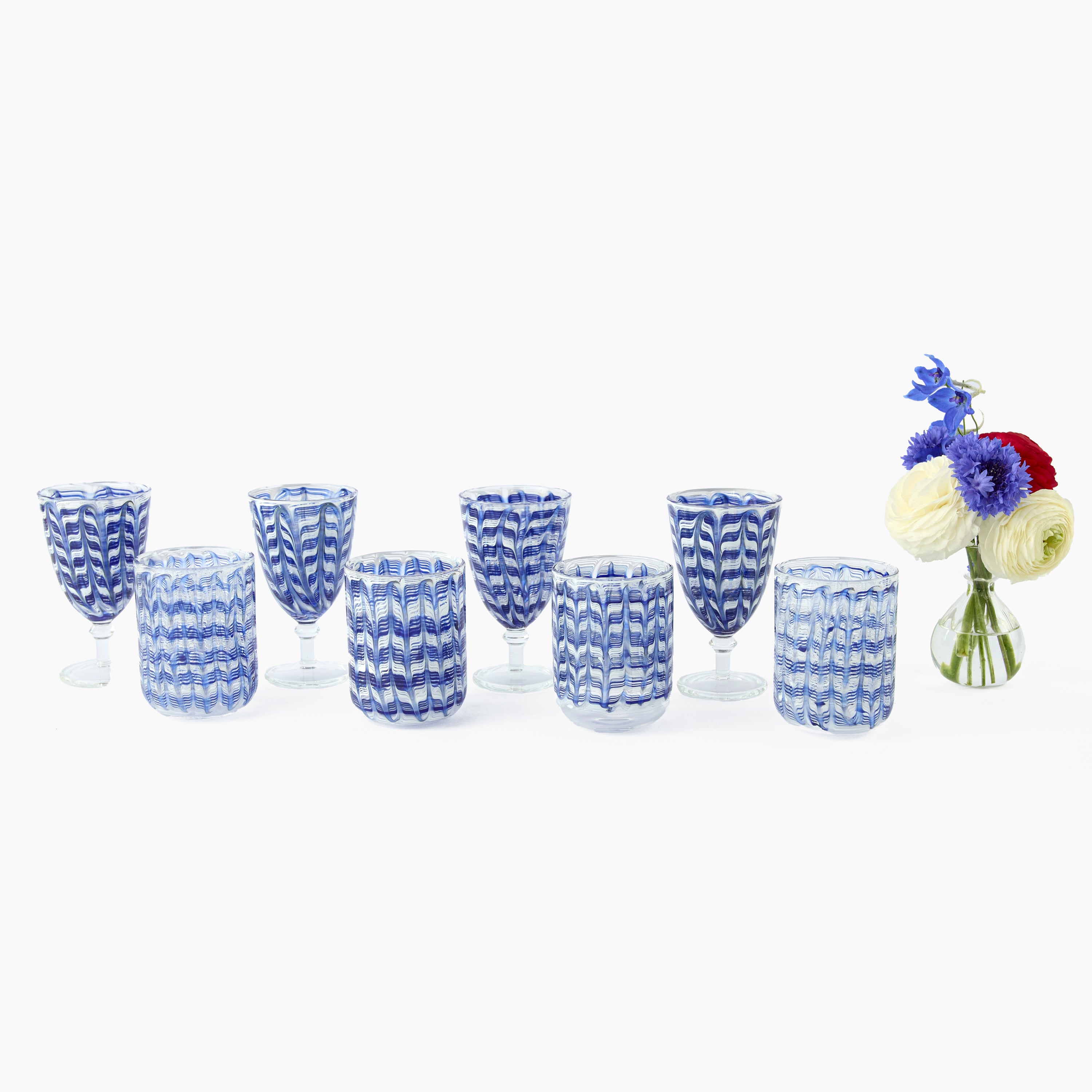 Blue Paloma Glassware (Set of 8)