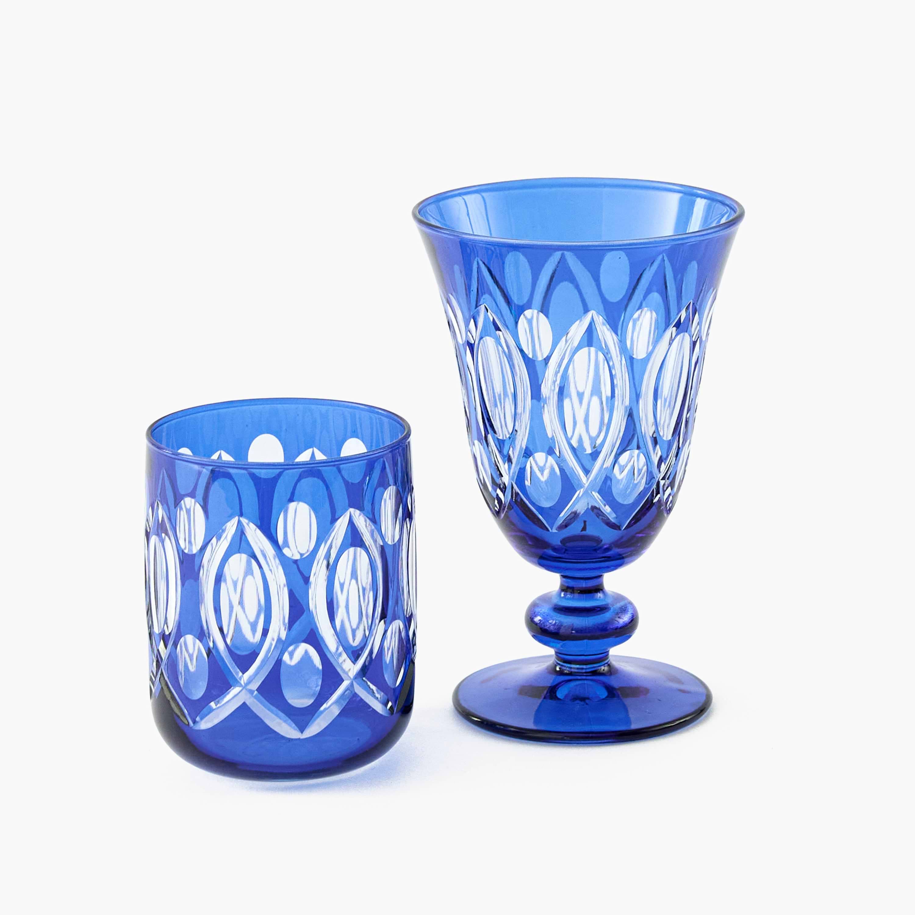 Cobalt Carolyn Engraved Wine Glasses (Set of 4)