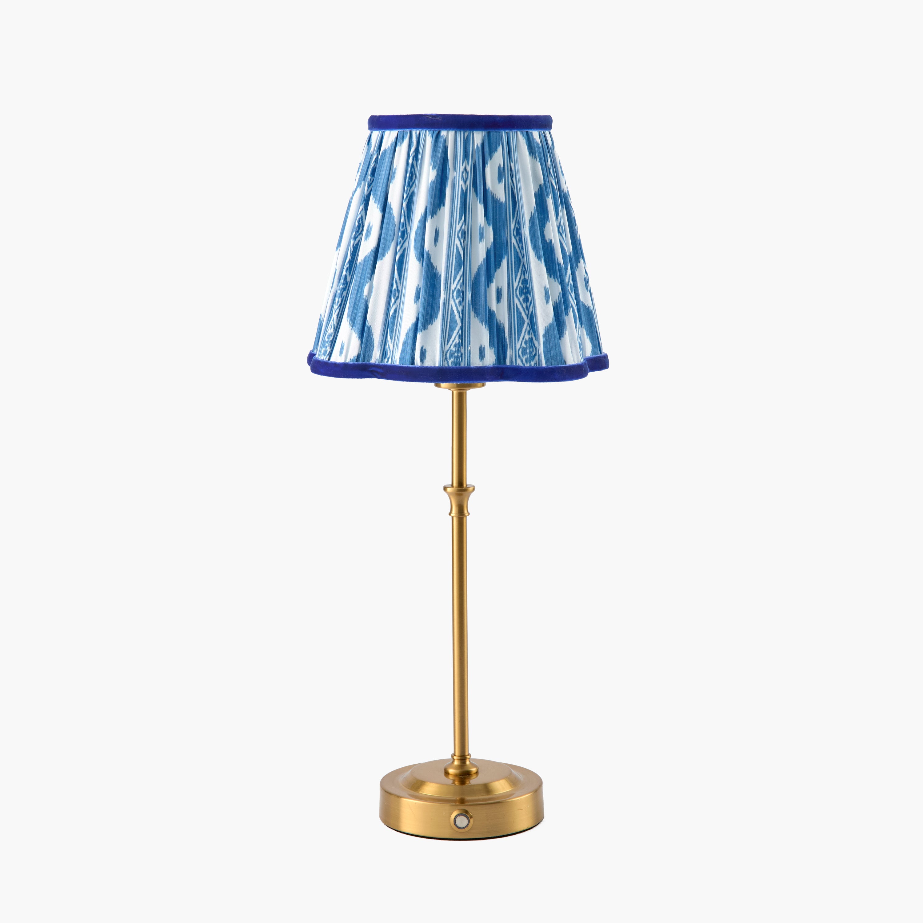 Edie Rechargeable Lamp with Cobalt Ikat Shade (18cm)