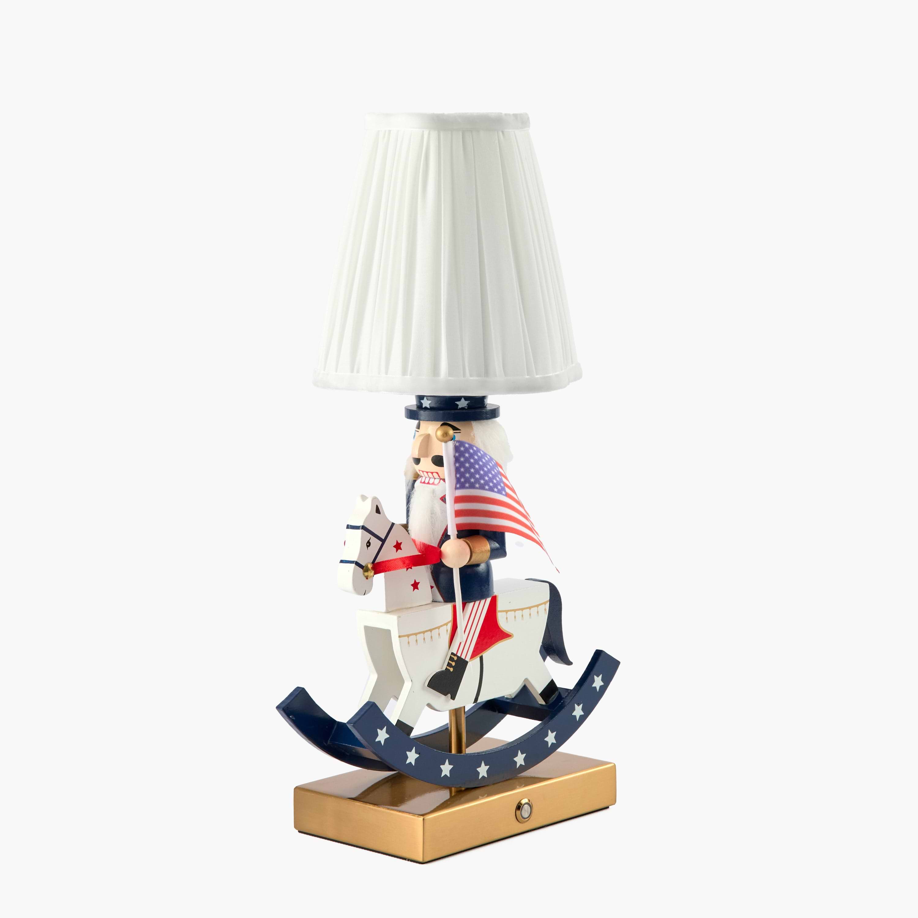 Fourth of July Rechargeable Lamp with Cream Shade (18cm)