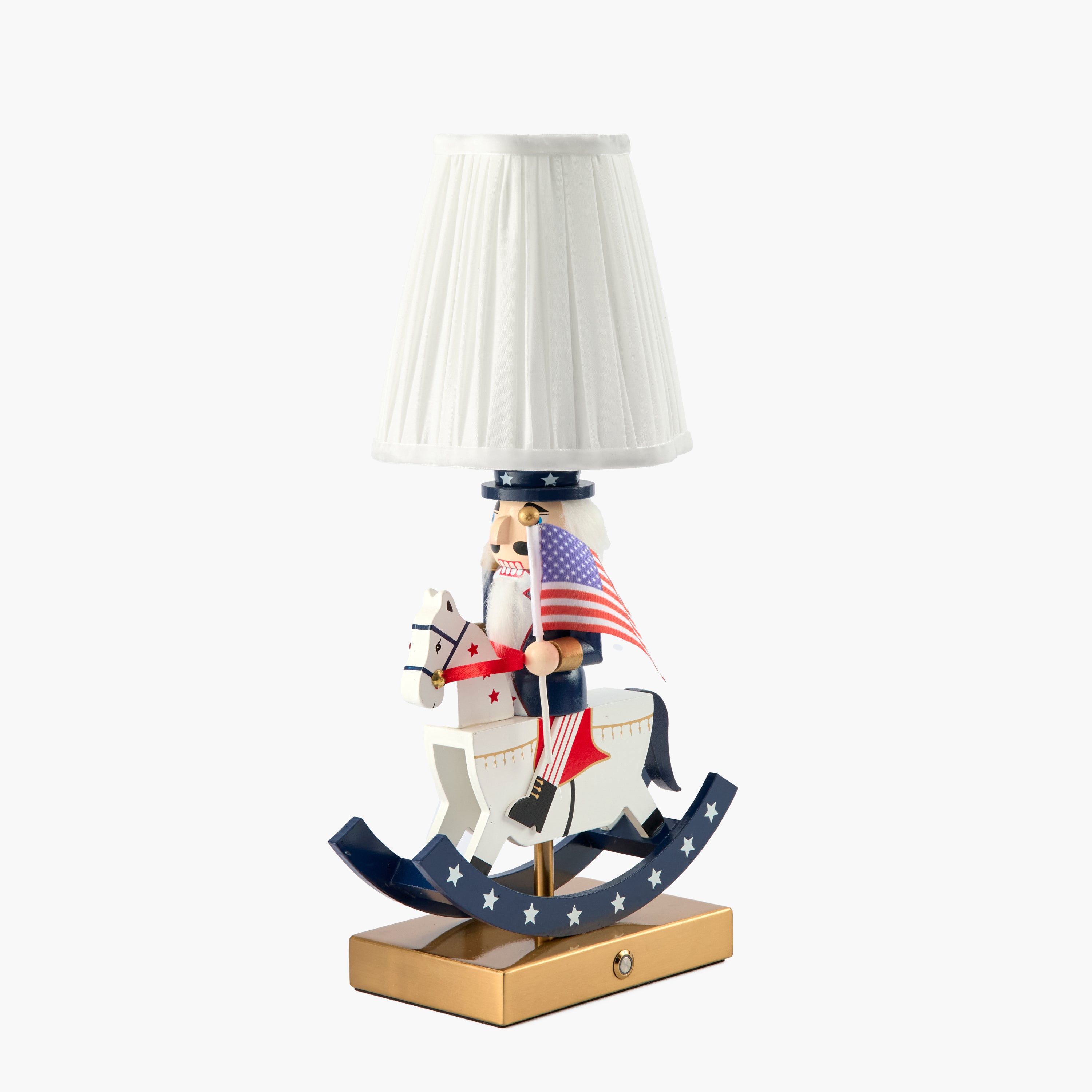 Fourth of July Rechargeable Lamp with Cream Shade (18cm)
