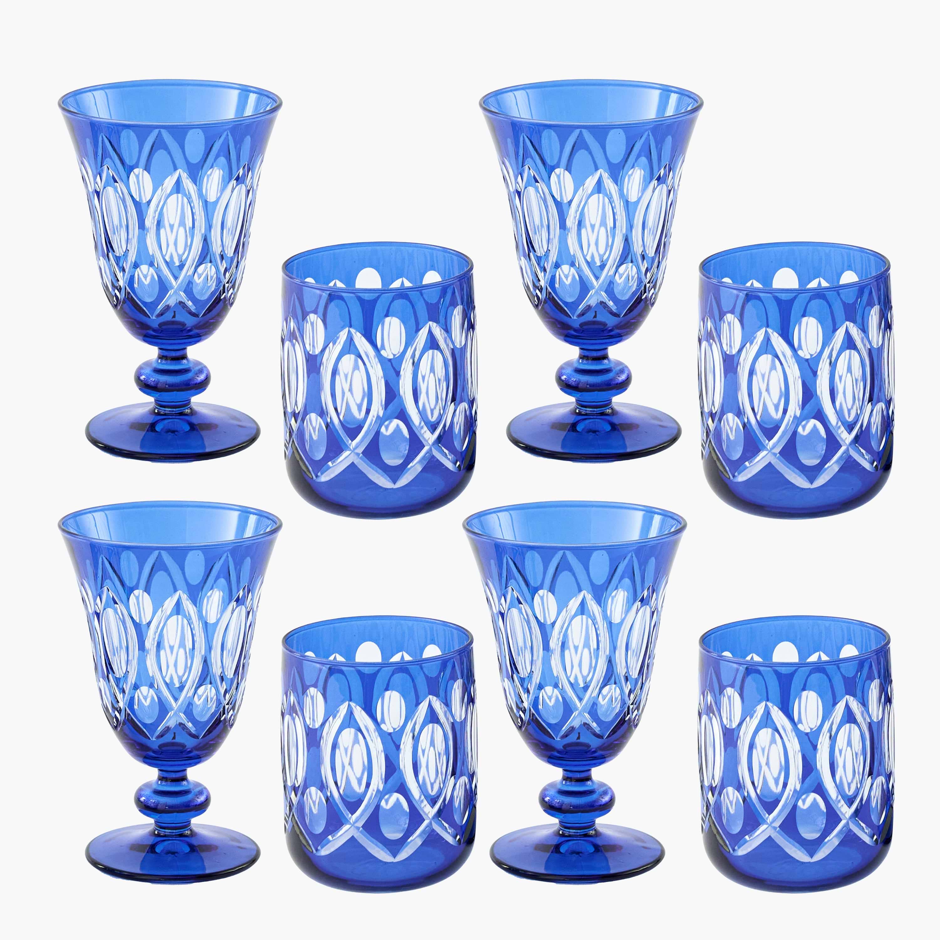Cobalt Carolyn Engraved Glassware (Set of 8)