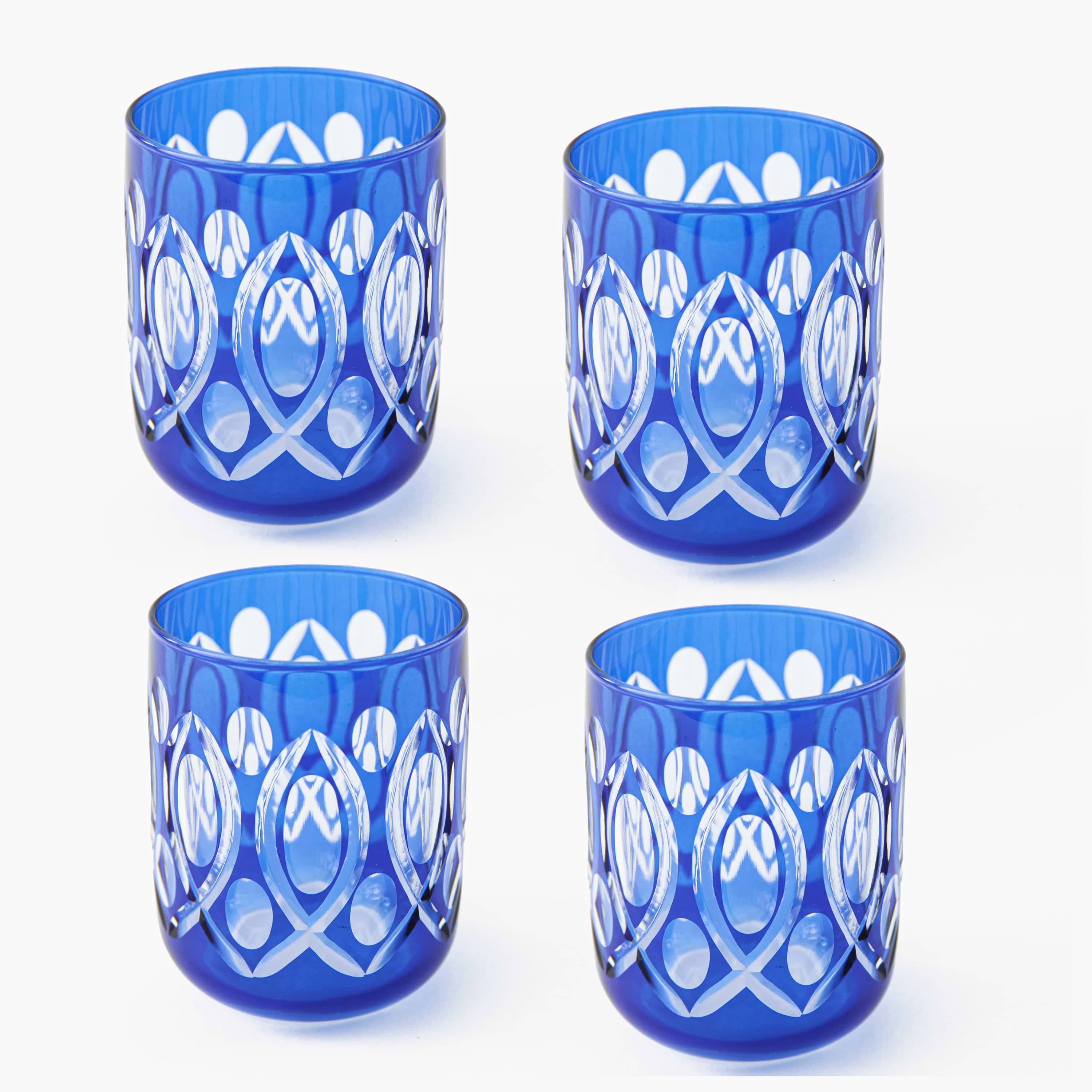 Cobalt Carolyn Engraved Water Glasses (Set of 4)