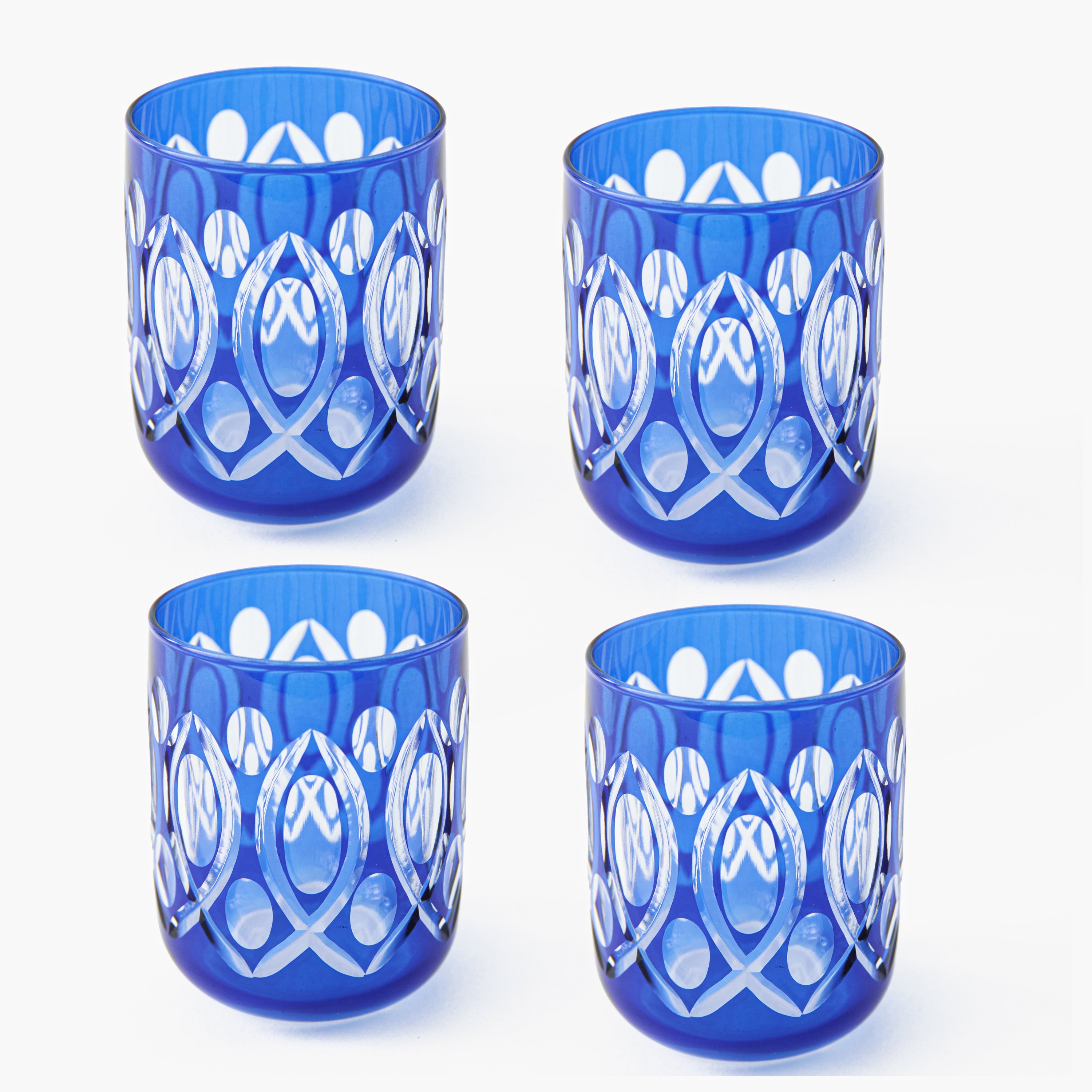 Cobalt Carolyn Engraved Water Glasses (Set of 4)