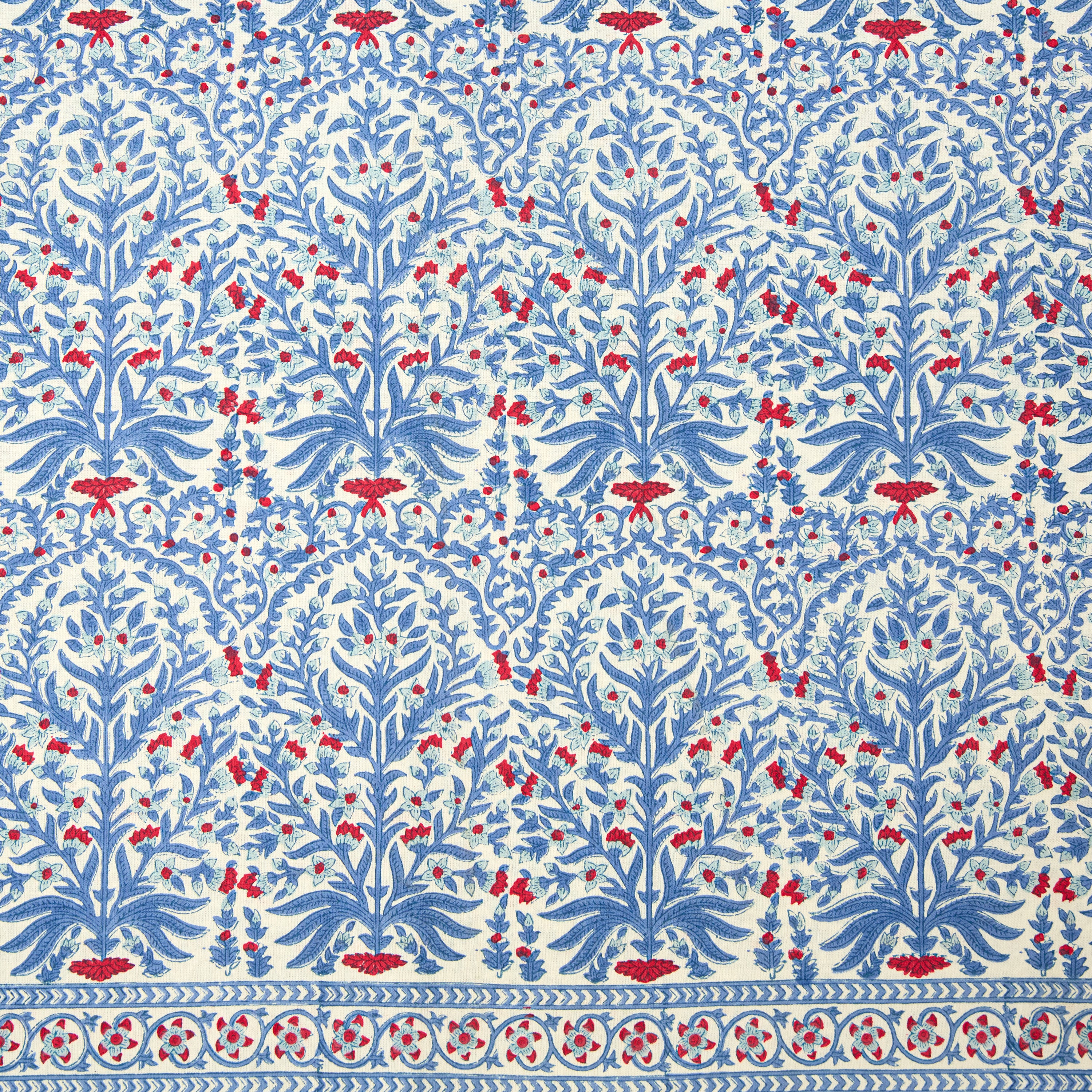Blue & Red Ethel Blockprint Tablecloth