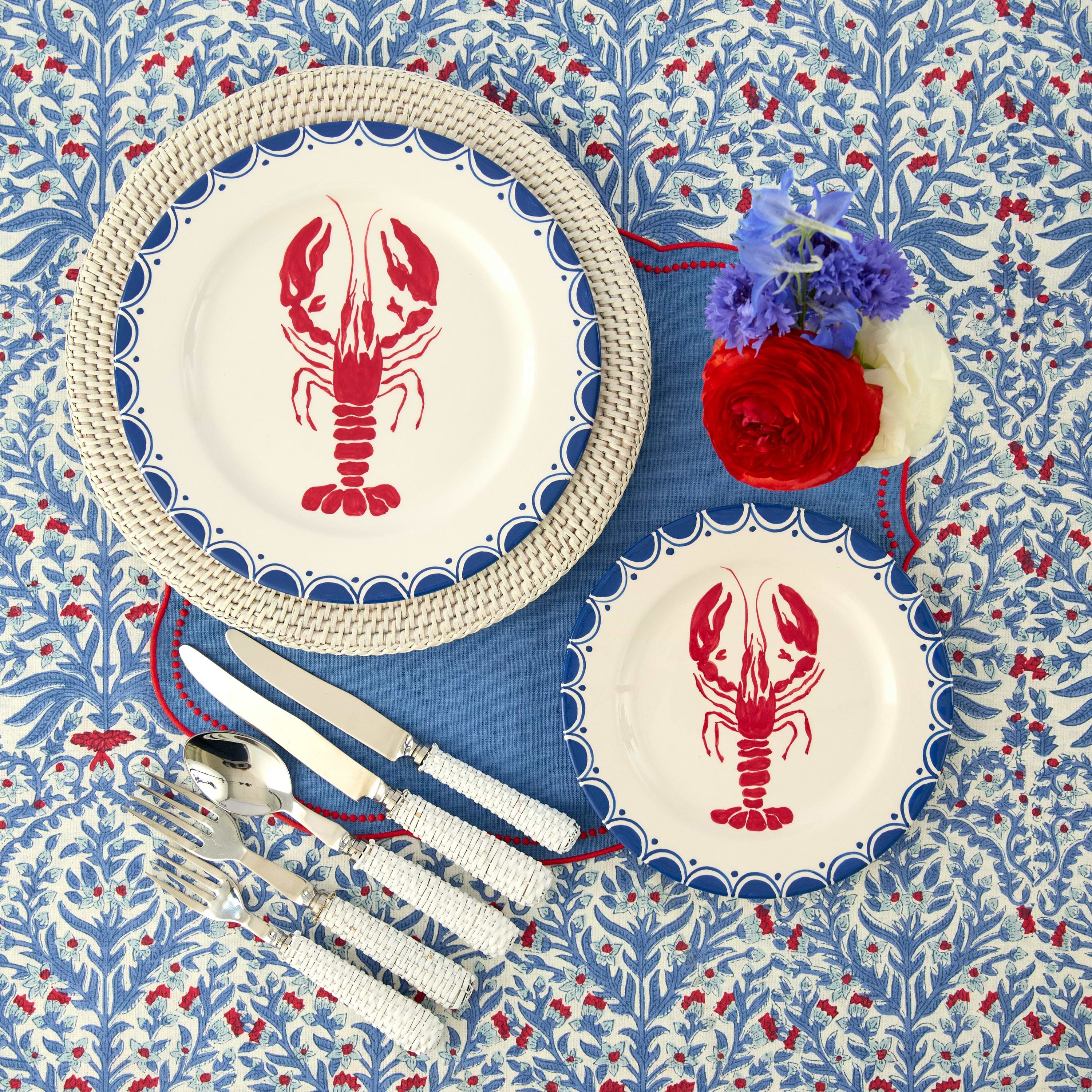 Blue & Red Ethel Blockprint Tablecloth