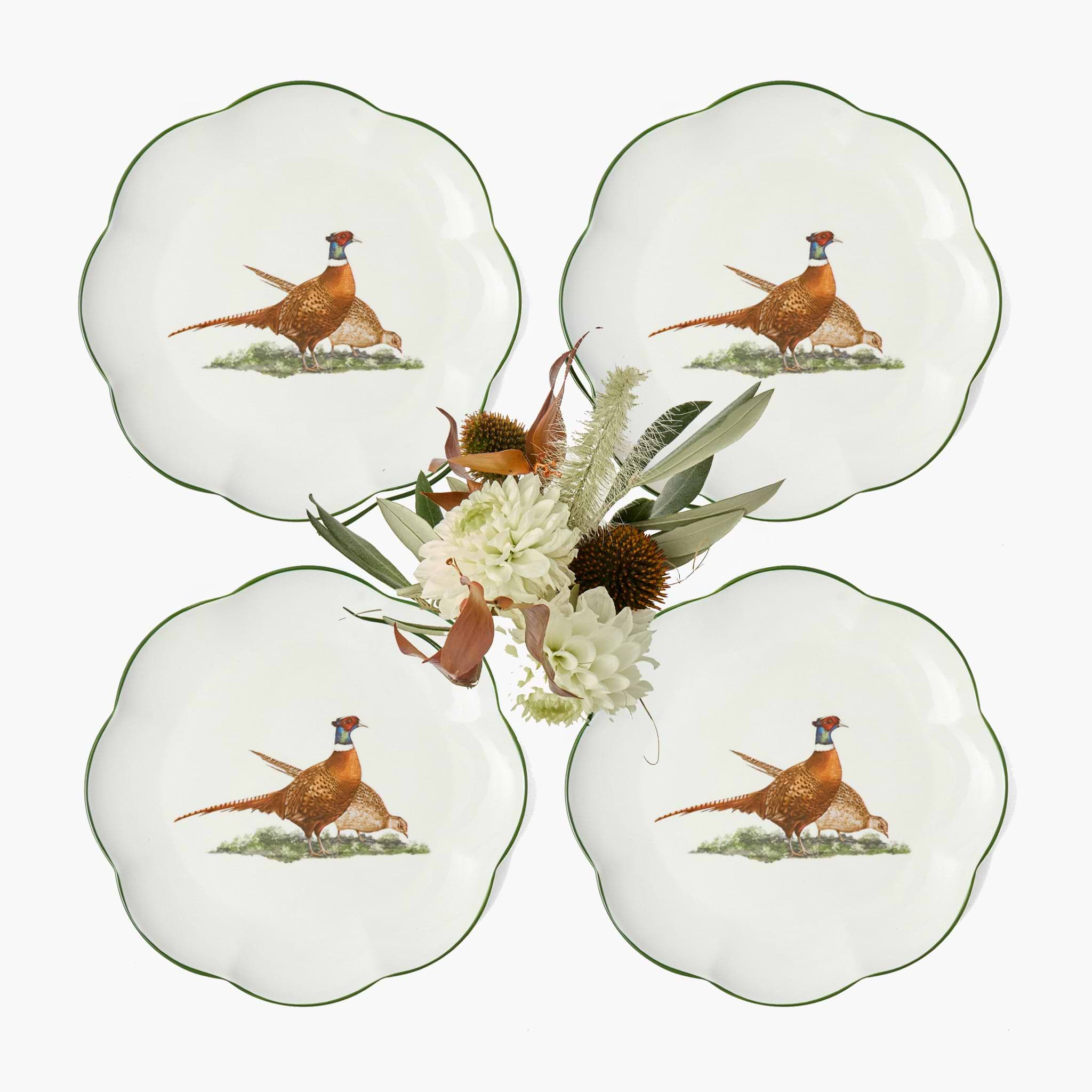 Scalloped Pheasant Starter Plates (Set of 4)