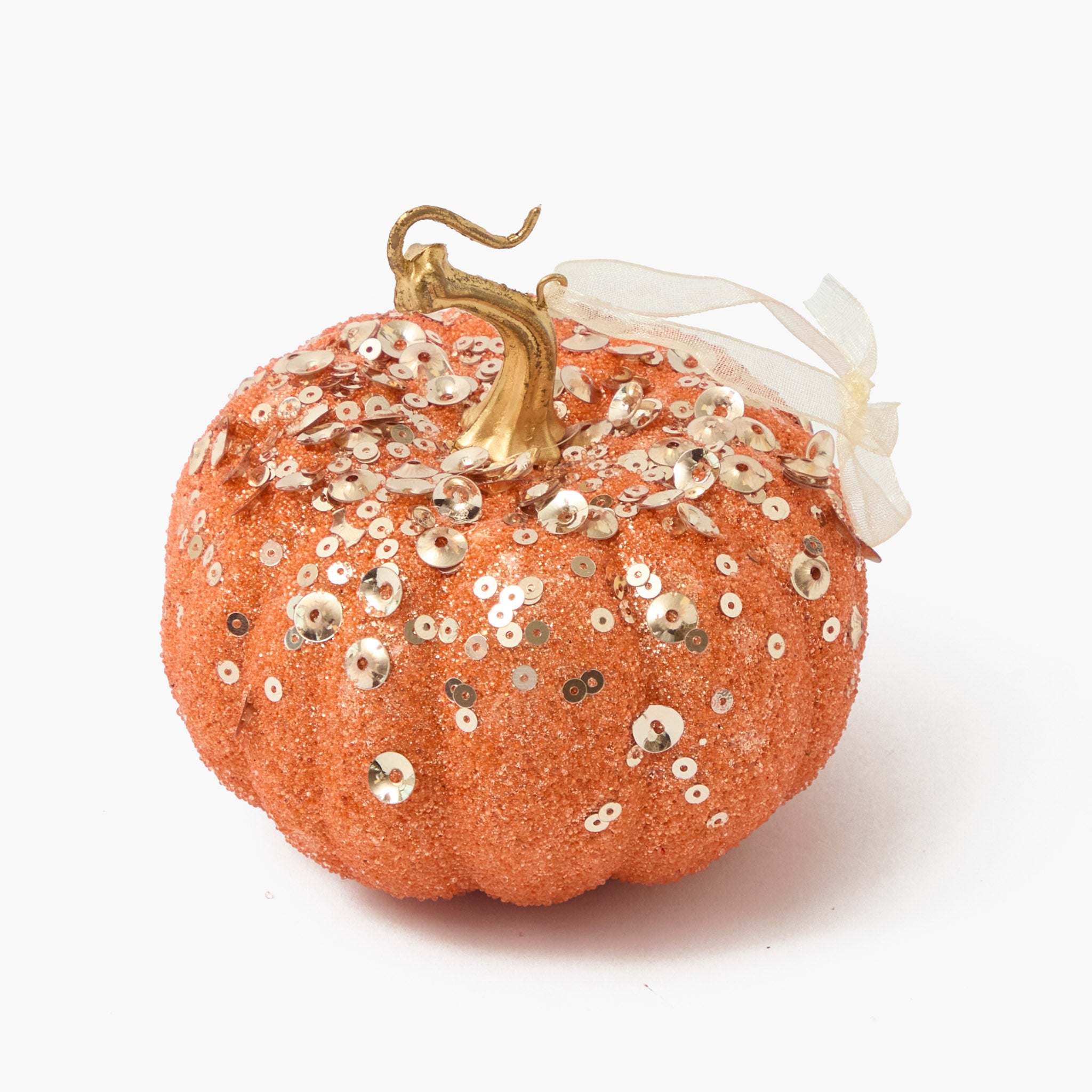 Small Orange Glitter Pumpkins (Set of 4)