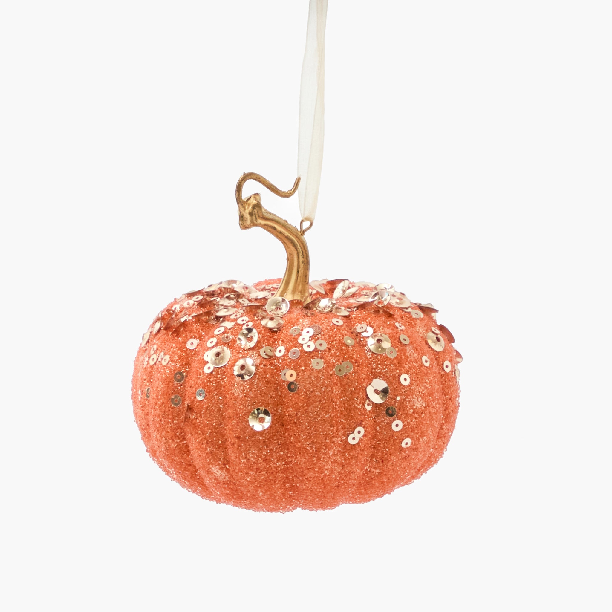 Small Orange Glitter Pumpkins (Set of 4)