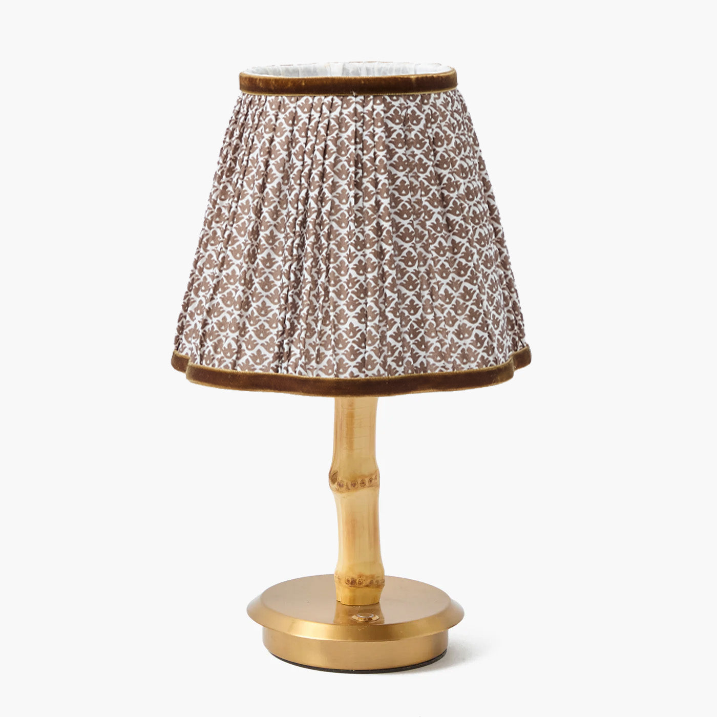 Bamboo Short Rechargeable Lamp with Chocolate Lotus Shade (18cm)