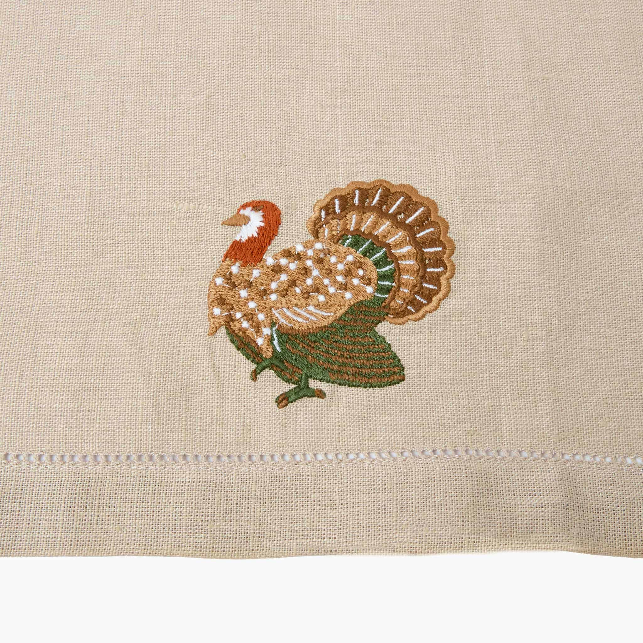 Taupe Turkey Embroidered Linen Napkins (Set of 4)