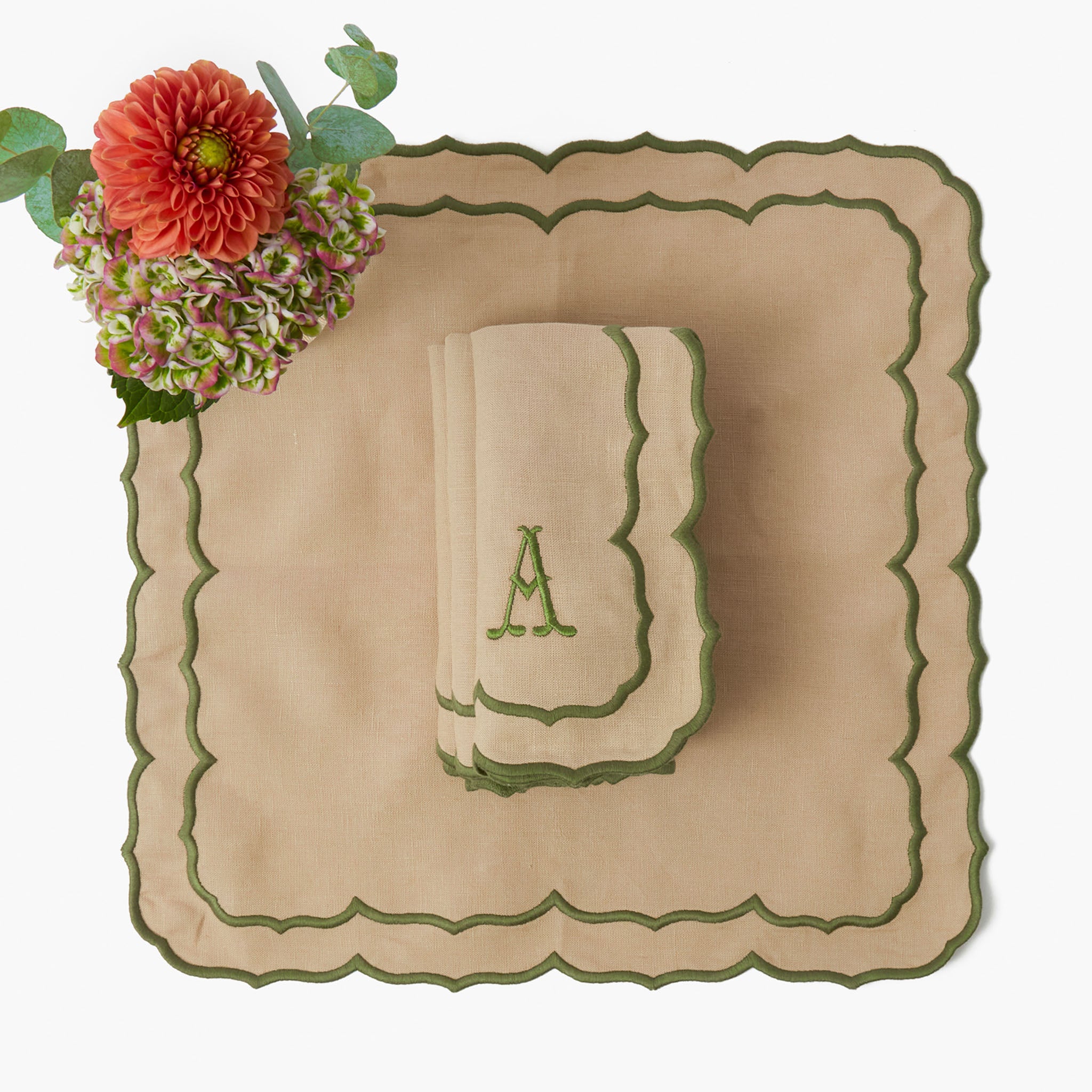 Sand & Green Sylvia Placemats & Napkins (Set of 4)