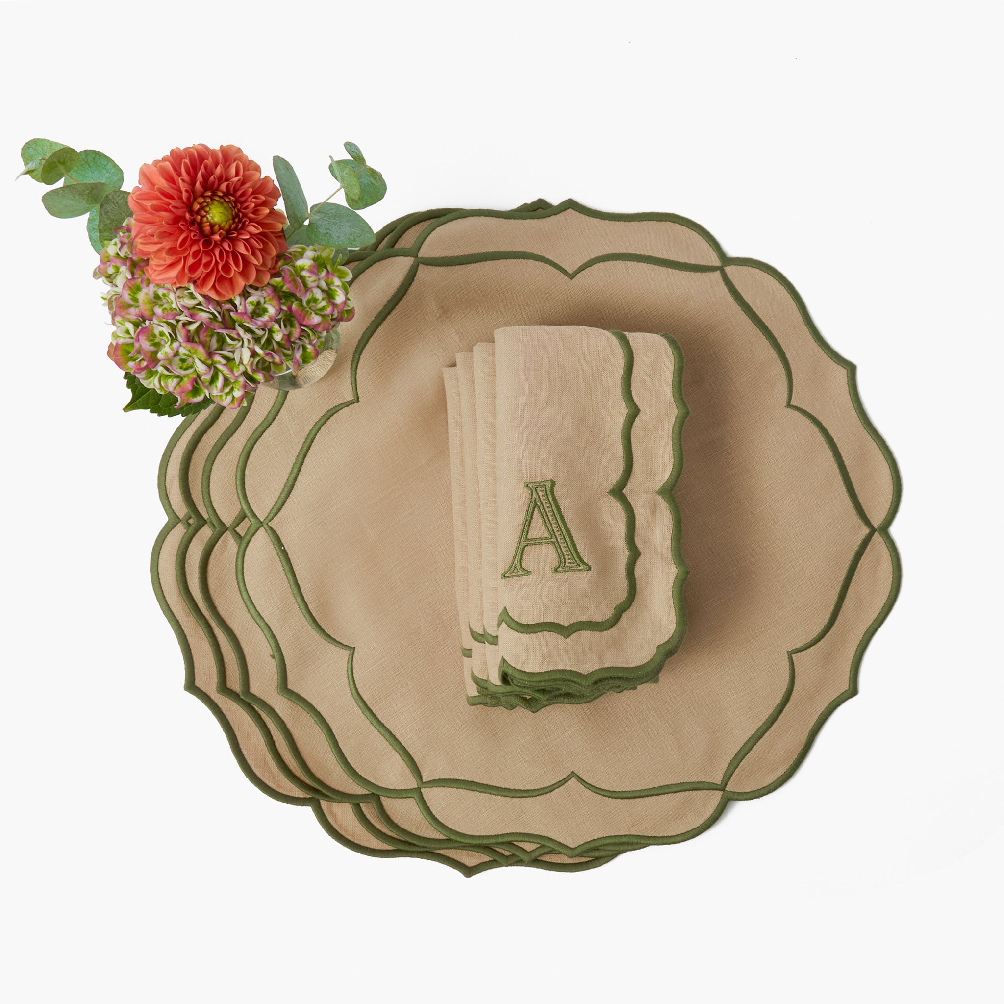 Sand & Green Sylvia Placemats & Napkins (Set of 4)