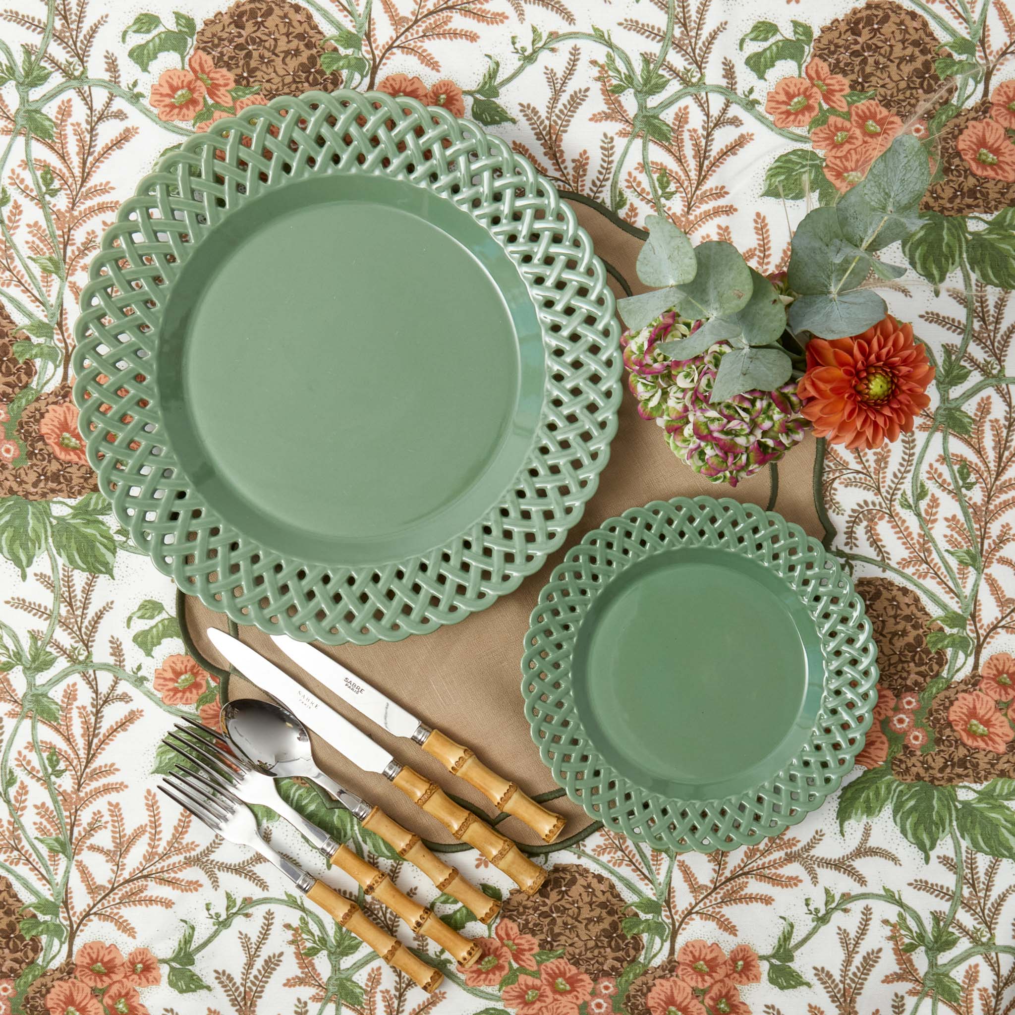 Sage Basketweave Dinner Plate