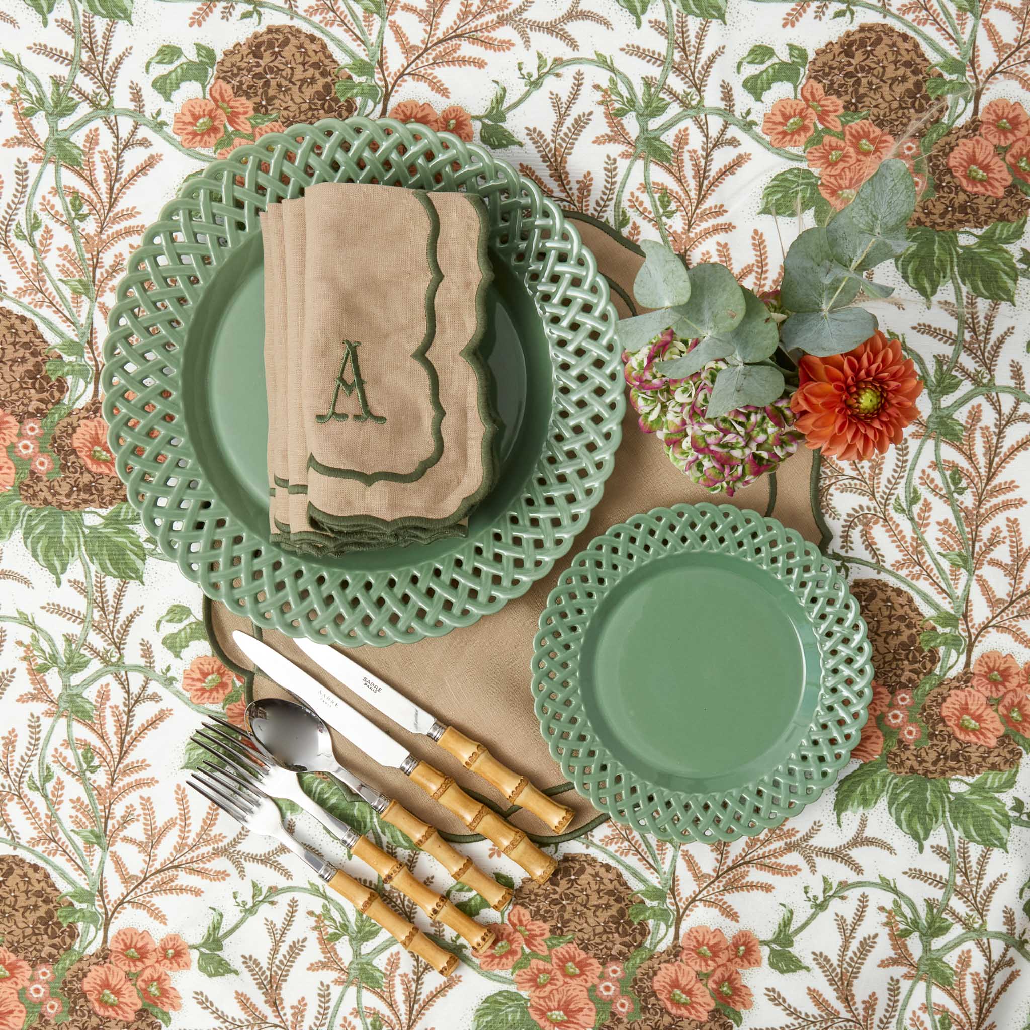 Sand & Green Sylvia Placemats & Napkins (Set of 4)