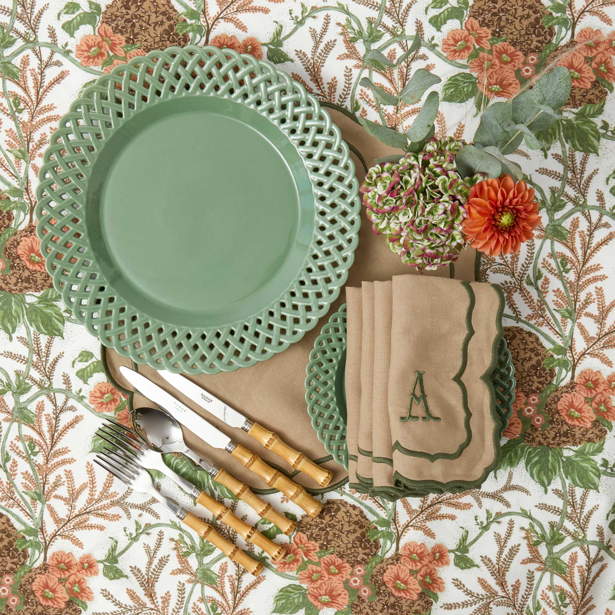 Sage Basketweave Dinner Plates (Set of 4)