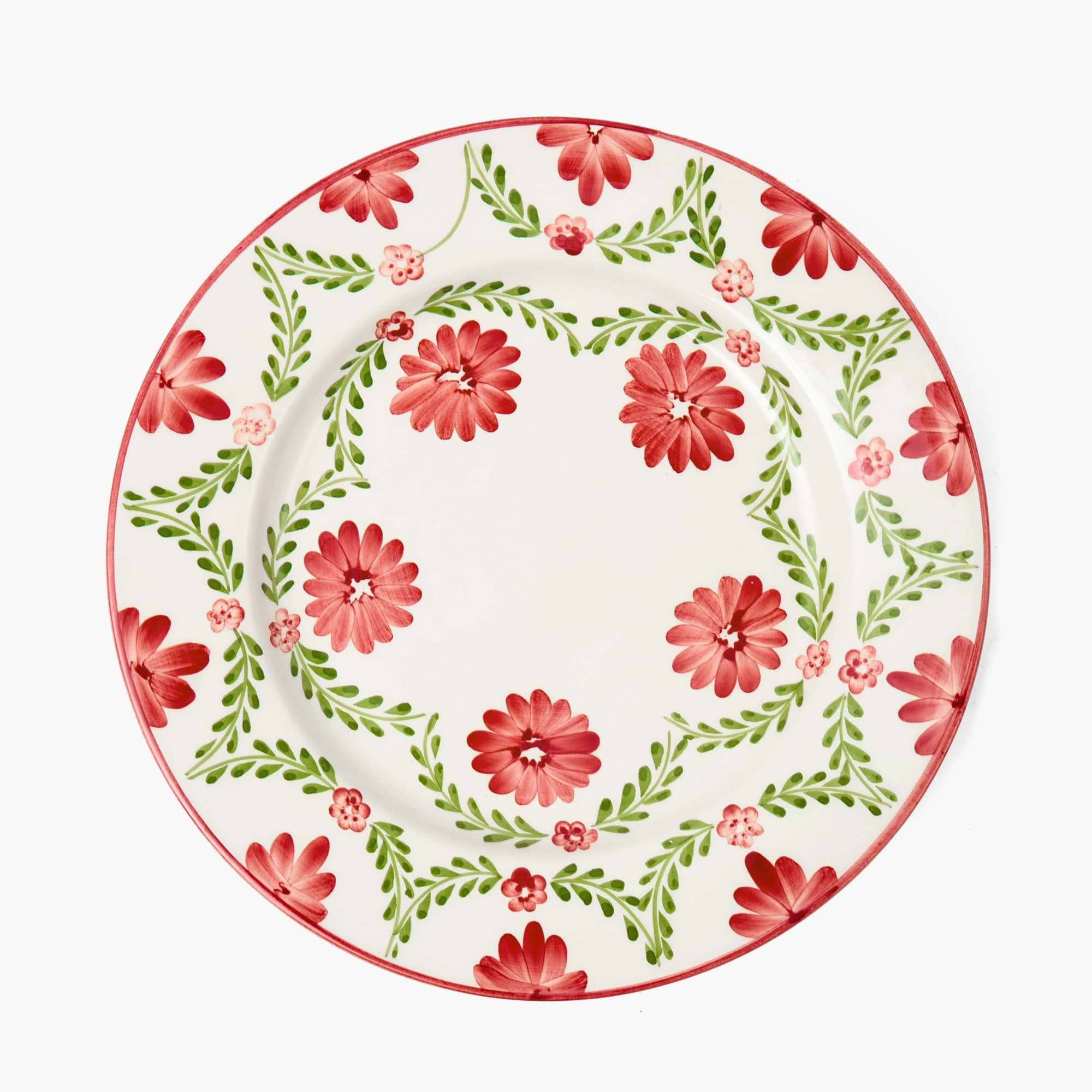 Chiara Red Garland Dinner Plates (Set of 4)