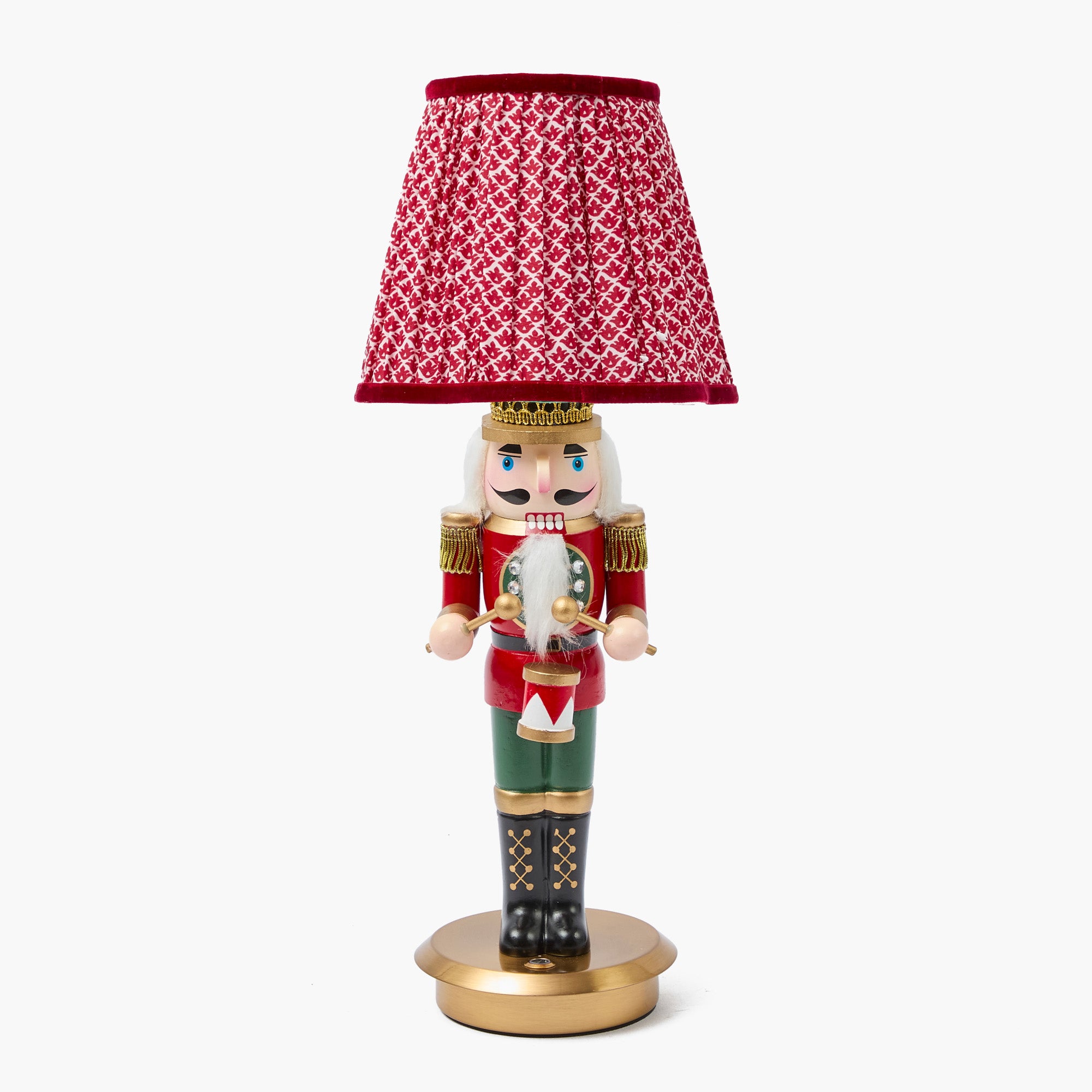 Red Nutcracker Rechargeable Lamp with Red Lotus Shade (18cm)