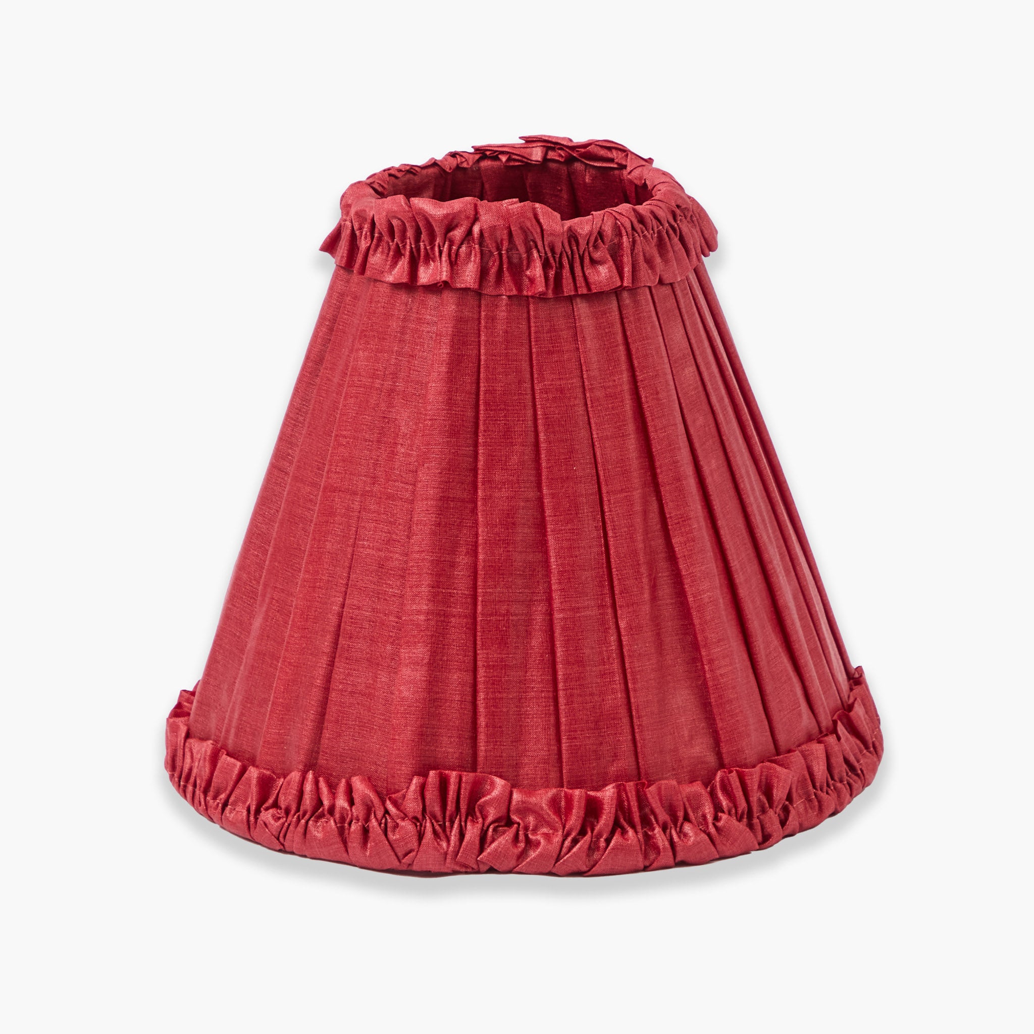 Short Corinthian Square Rechargeable Lamp with Red Frilled Silk Shade (18cm)