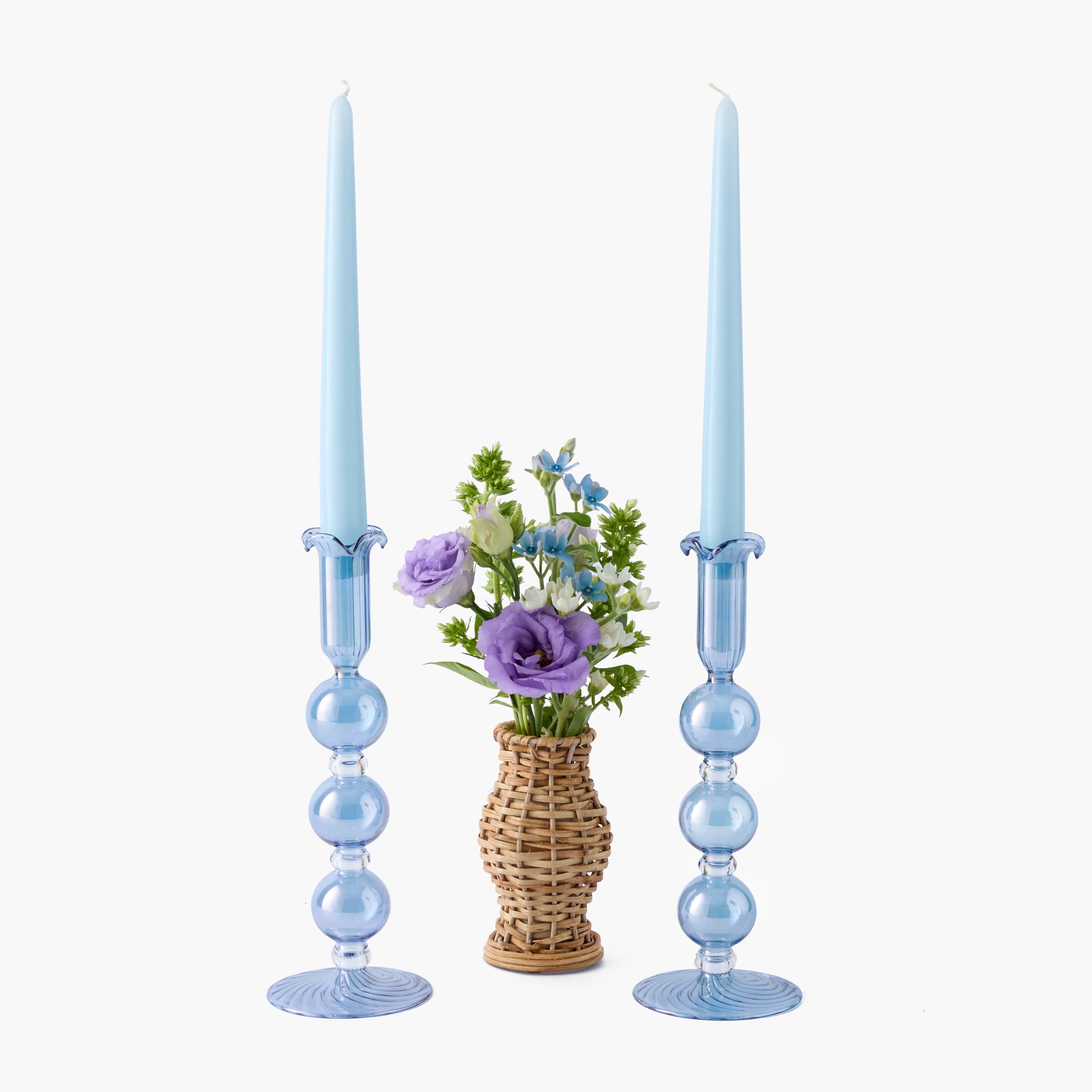 Blue Eden Candle Holders (Pair)