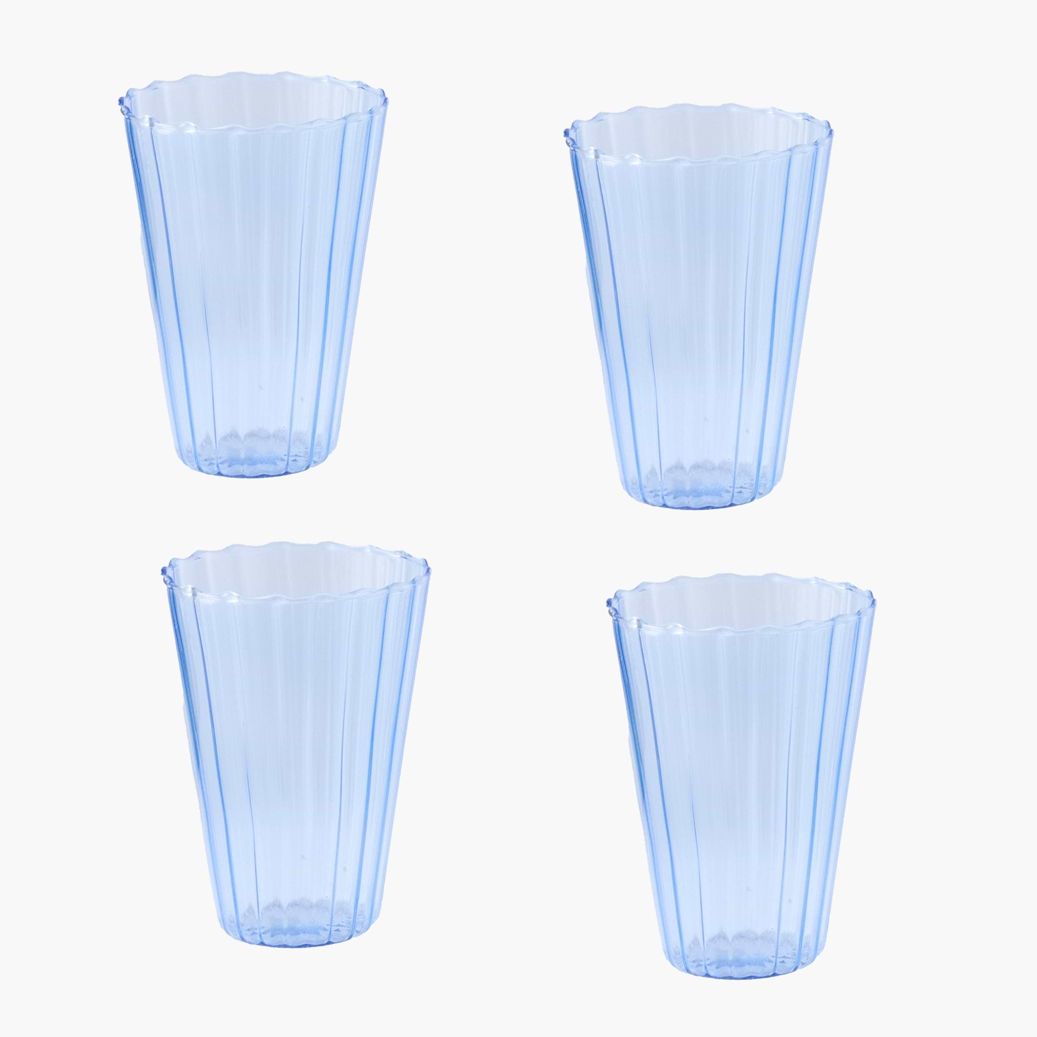 Blue Fluted Water Glasses (Set of 4)