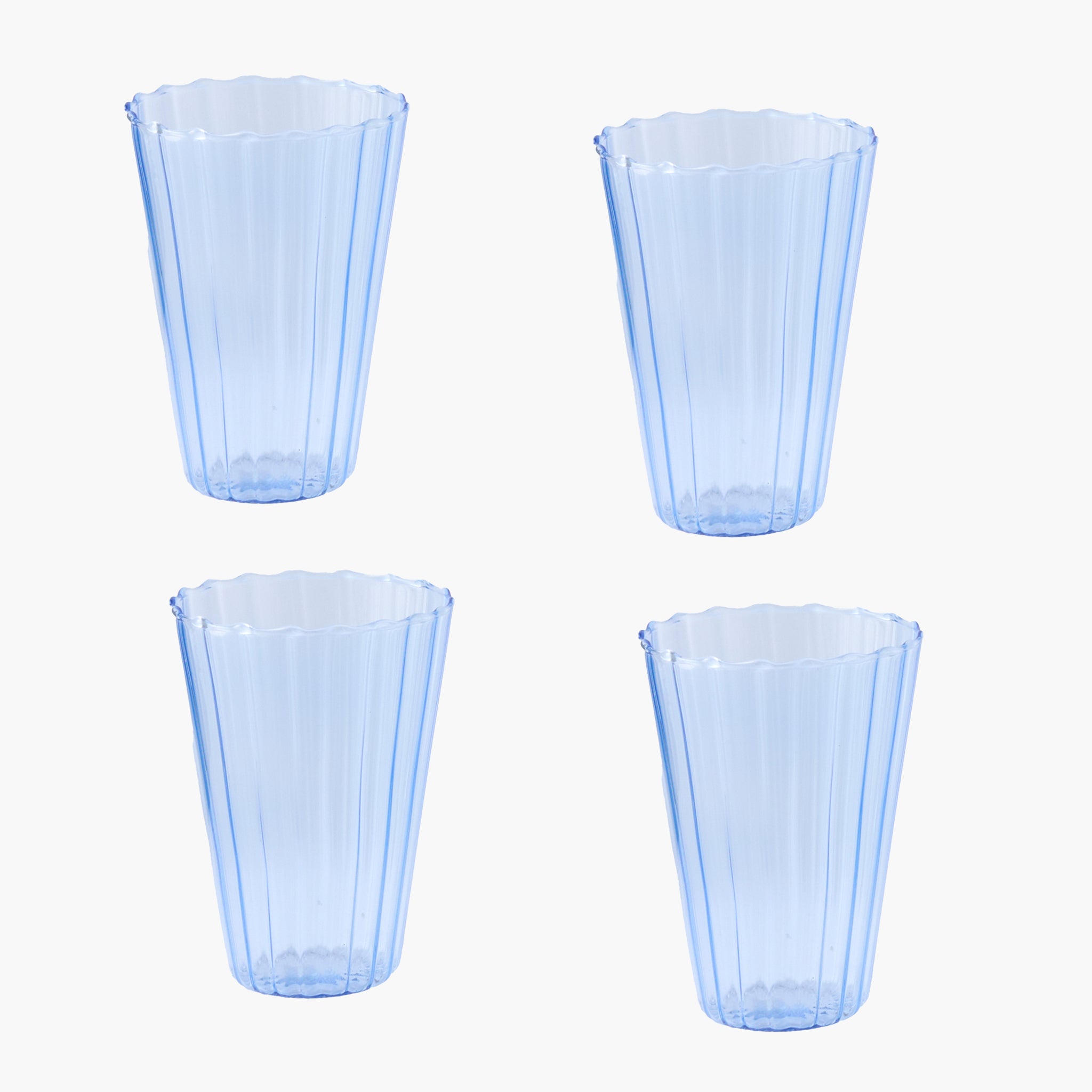Blue Fluted Water Glasses (Set of 4)