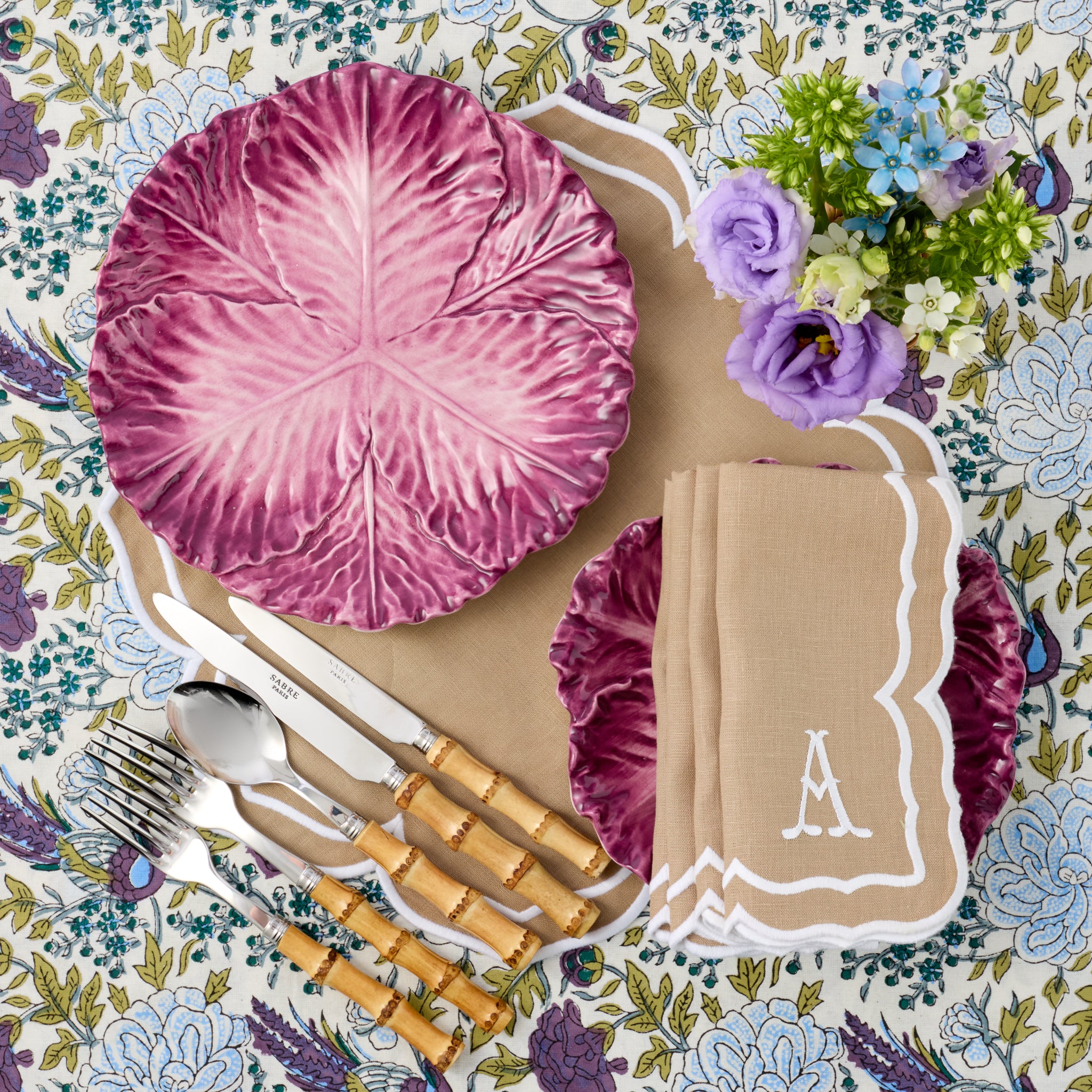 Aubergine Serena Cabbage Dinner Plates (Set of 4)