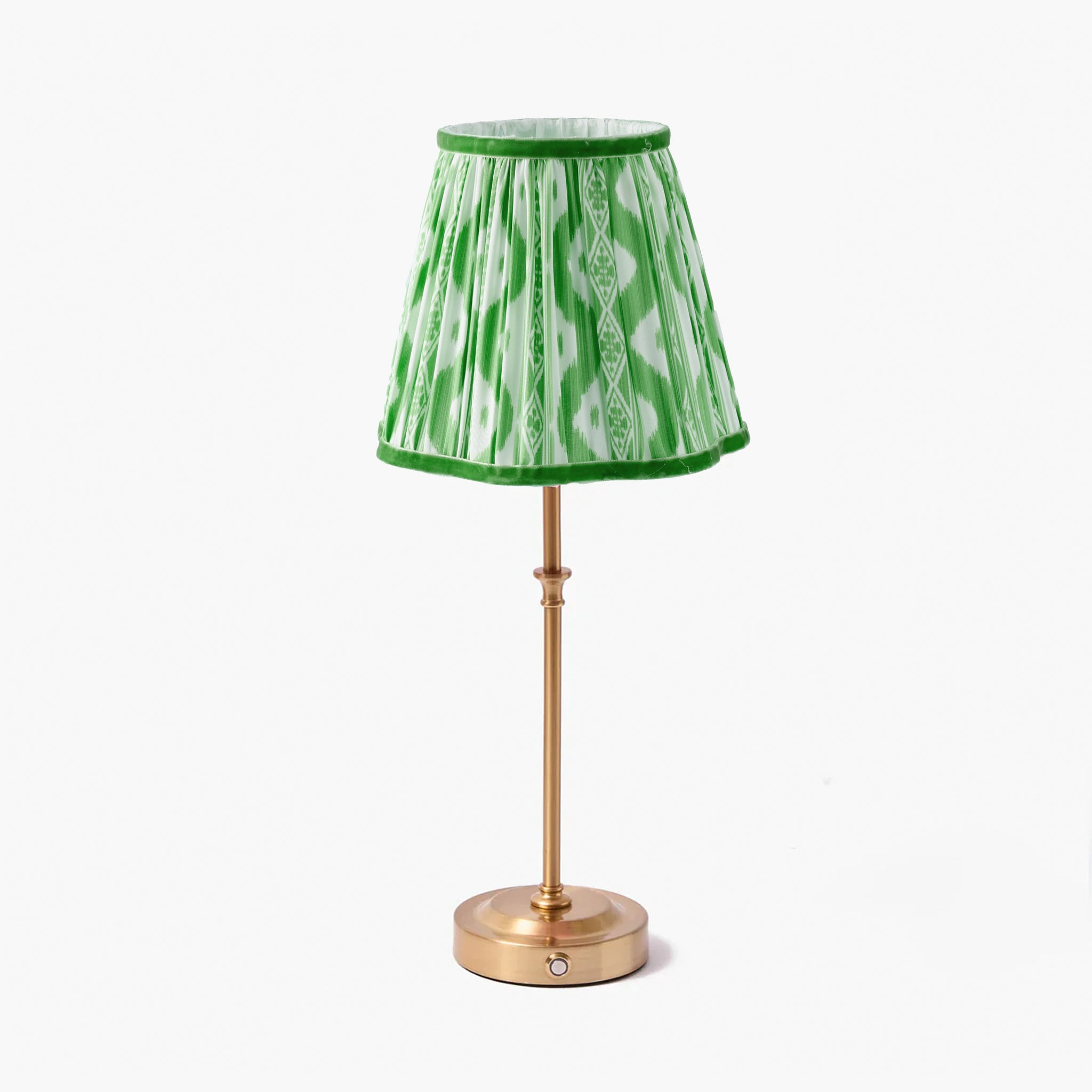 Tall Rechargeable Lamp with Green Ikat Shade (18cm)