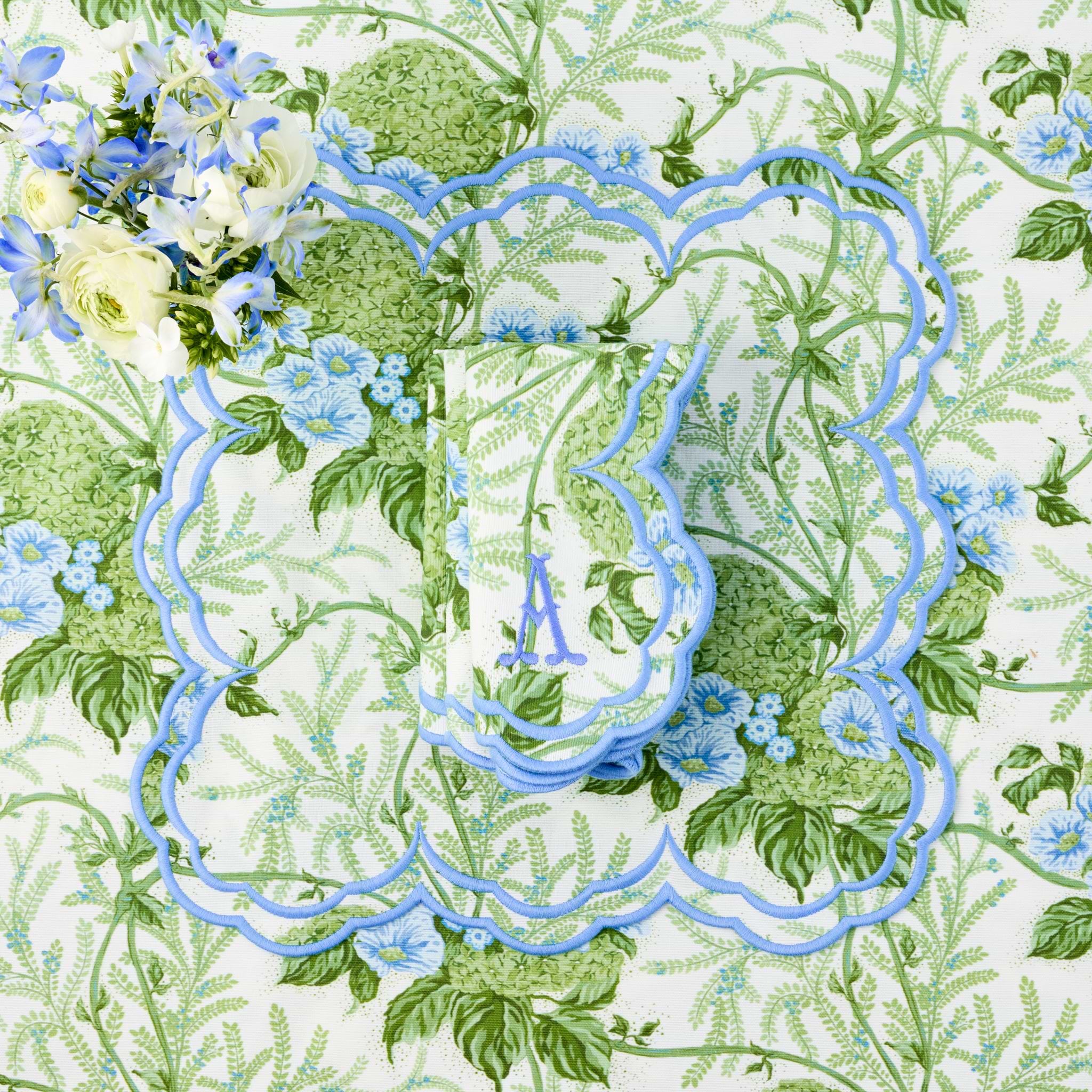 Green & Blue Lady Isabella's Garden Napkins (Set of 4)