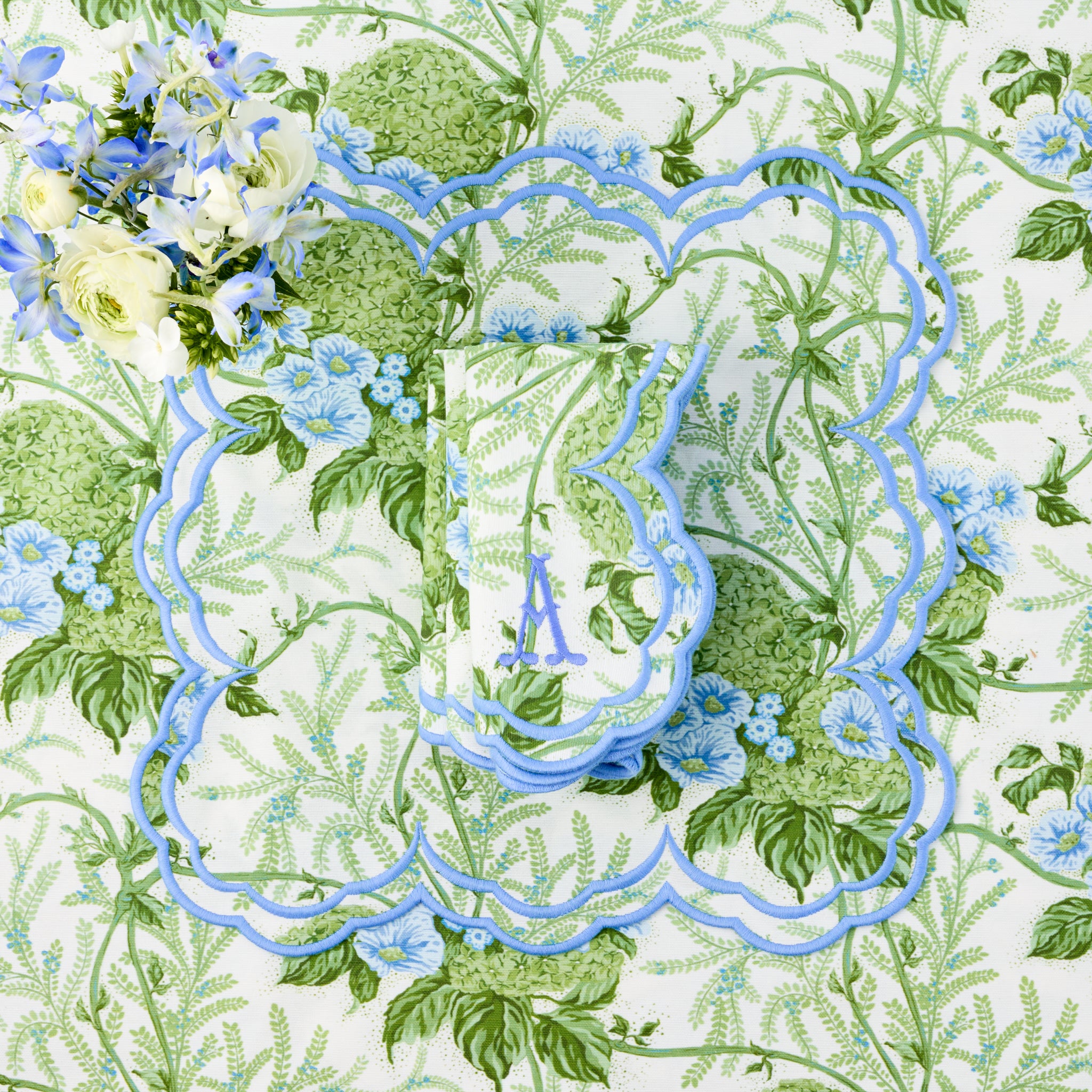 Green & Blue Lady Isabella's Garden Napkins (Set of 4)